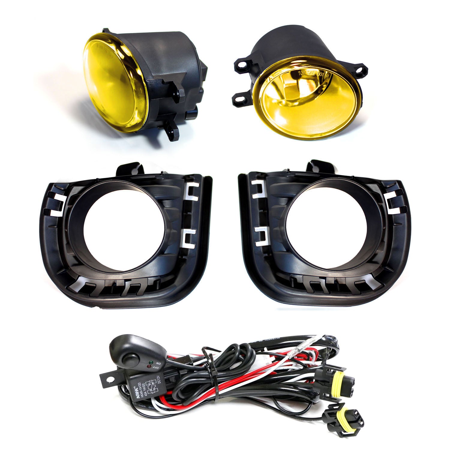 High-Performance Yellow Lens Fog Lights Kit with Bulbs, Bezel Cover & Wiring Harness for 2014-2016 Scion tC - Enhanced Visibility for Night Driving & Foggy Conditions