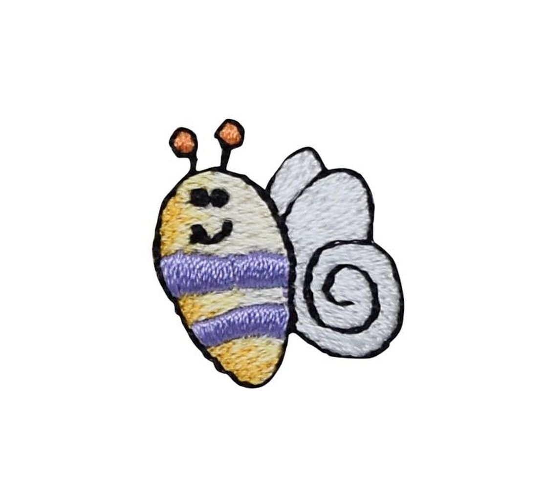 Small Bee Purple Stripes Embroidered Iron-On Patch for DIY Crafts, Jackets, Backpacks & Denim Customization