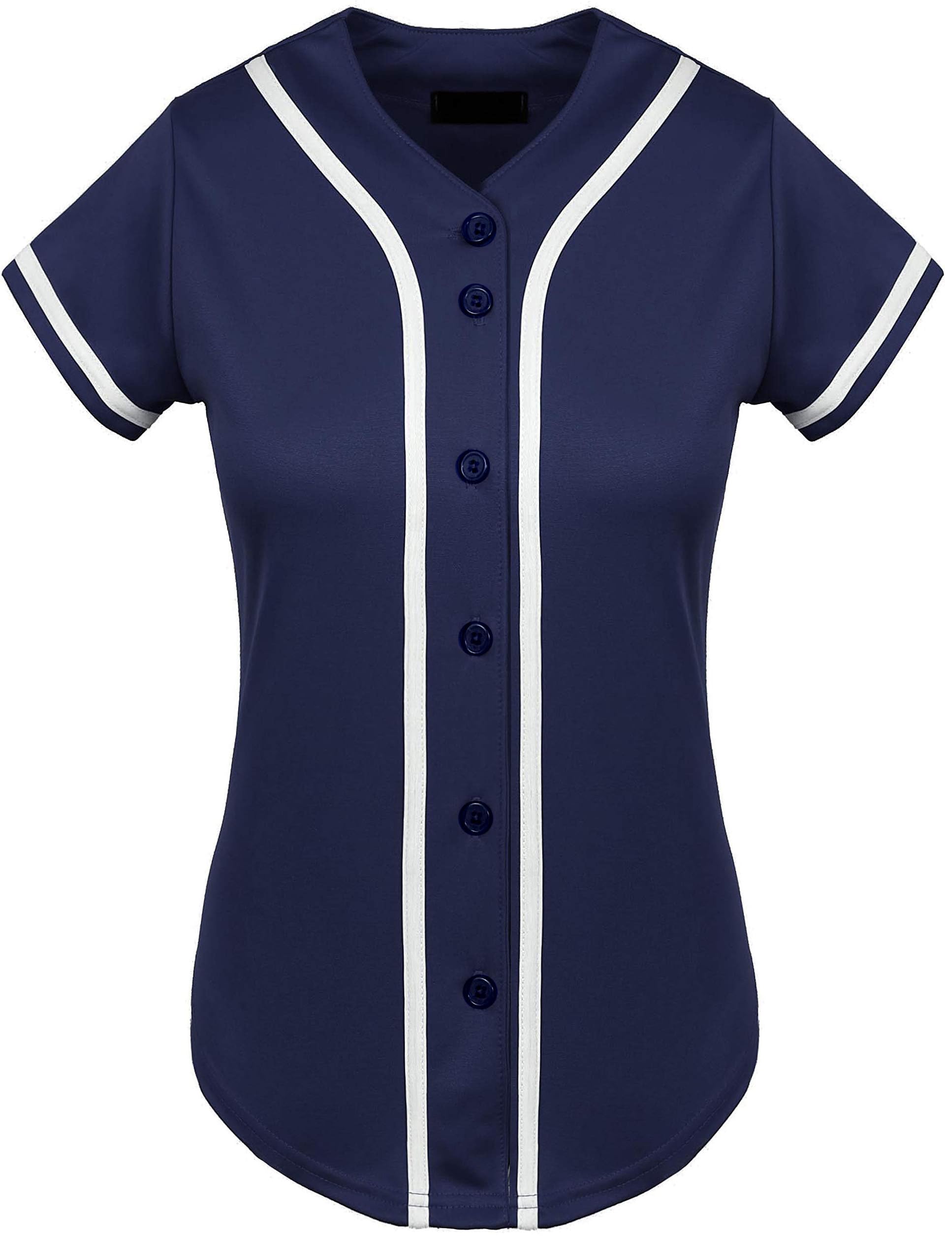 Women's Baseball Jersey - Blank Button Down Softball Jersey, Hip Hop Hipster Short Sleeve Sports Uniform for Casual Wear, Team Sports & Street Fashion