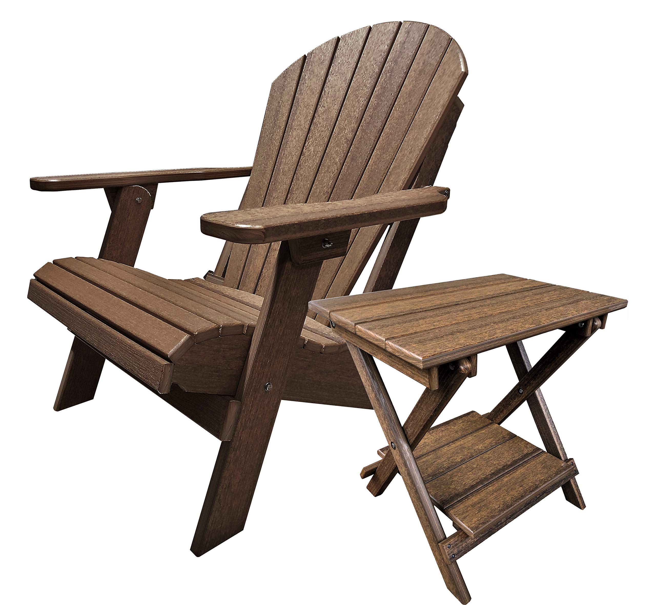 Original Poly Folding End Table with Removable Tray - 21 x 14 Inch Compact Side Table - Mahogany Wood Grain Finish - Perfect for Small Spaces, Patio, Dorm Room or RV