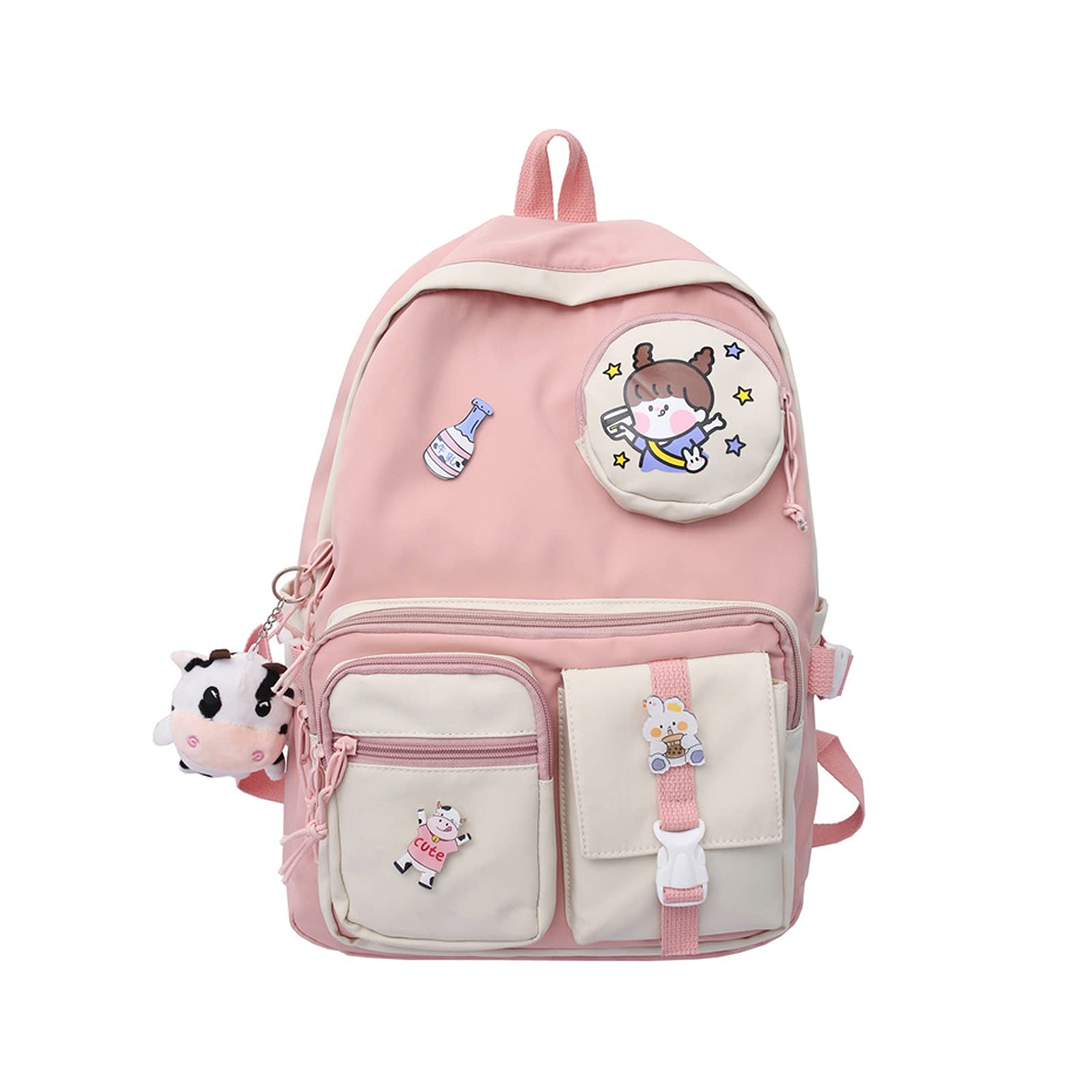 Cute Kawaii Backpack for Women & Girls - Waterproof School Bag with Plush Pendant, Laptop & Tablet Friendly - Perfect for School, College, Travel & Daily Use