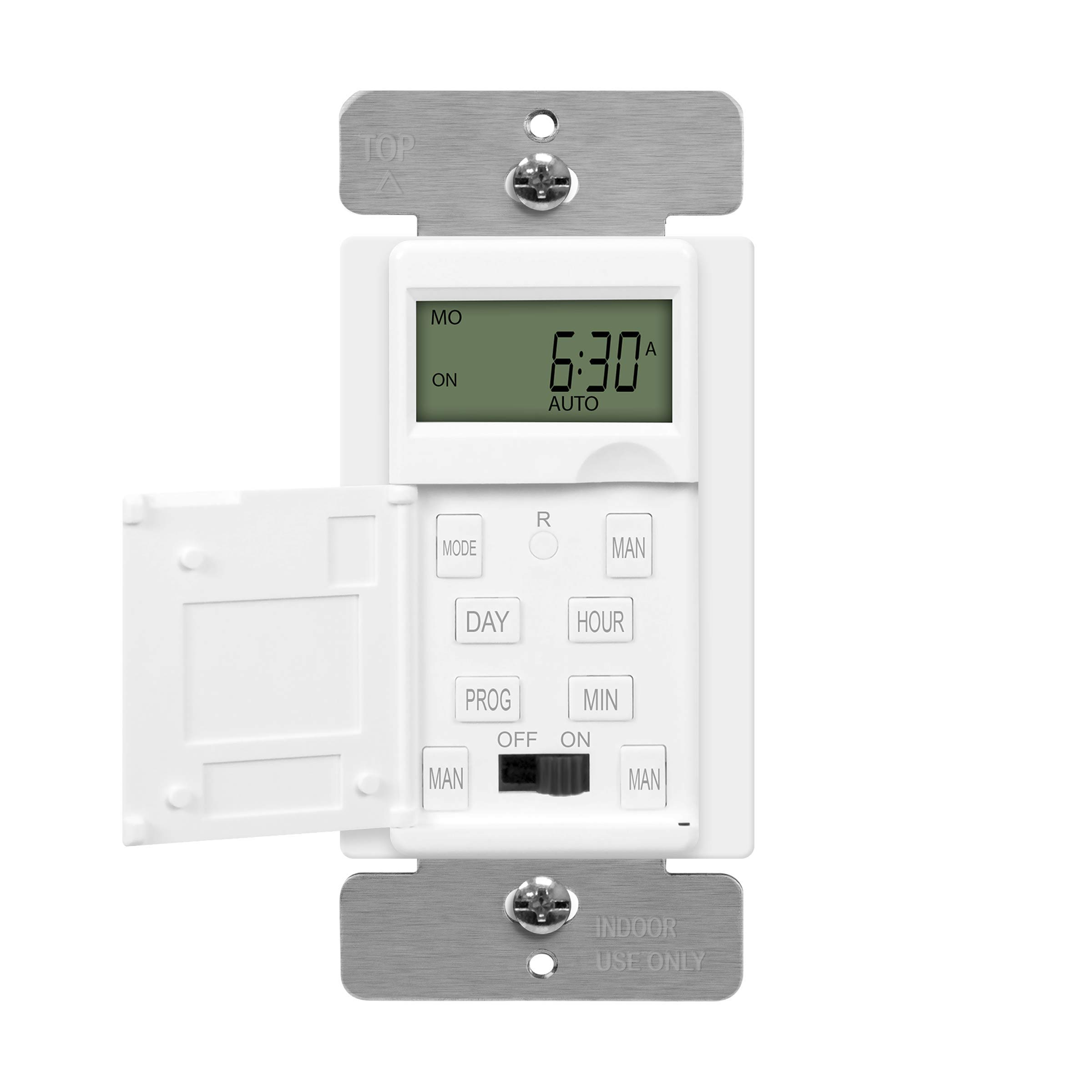 ENERLITES HET01-C-W 7-Day Programmable Digital Timer Switch - UL Listed for Lights, Fans & Motors, Single Pole with Neutral Wire - Perfect for Home Automation & Energy Savings