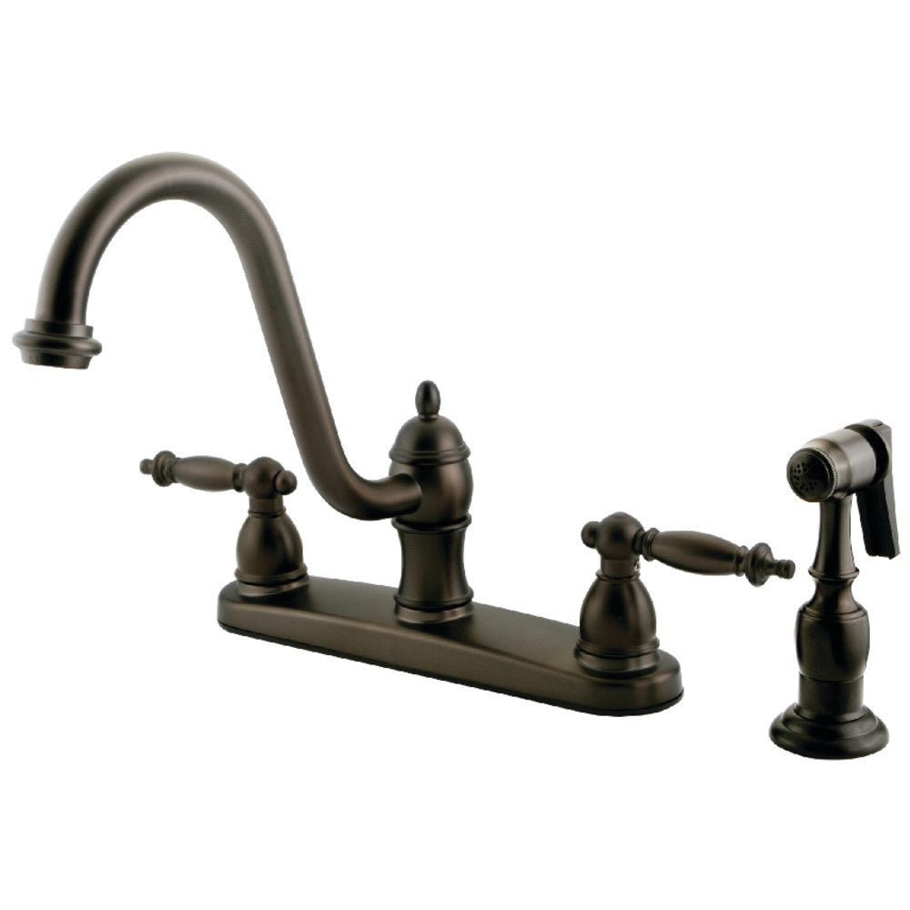 Kingston Brass KB3115TLBS Templeton Centerset Kitchen Faucet - High Arc Pull-Down Sprayer, Oil Rubbed Bronze Finish for Modern Farmhouse & Traditional Kitchens