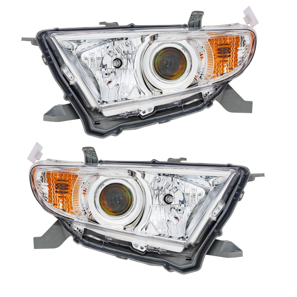 2011-2013 Toyota Highlander Replacement Headlights Pair - Driver & Passenger Side (Part# TO2502208 & TO2503208) | OEM Quality USA Built (81150-0E130 & 81110-0E110) | Perfect for Night Driving & Vehicle Restoration