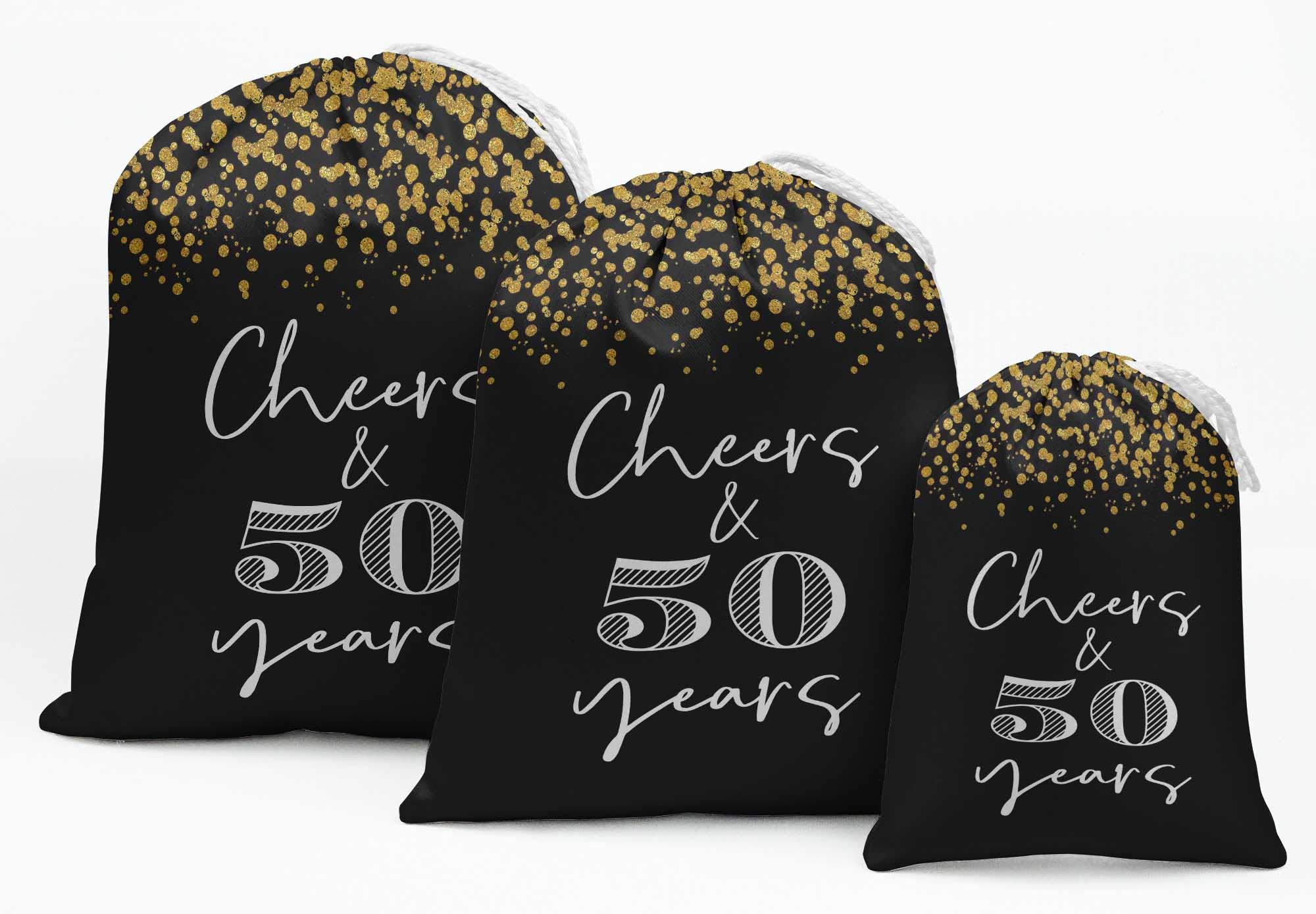 Custom Cheers & Birthday Party Favor Bags - 15-Piece Black Drawstring Pouches for Celebrations, Gifts, and Souvenirs | Perfect for Weddings, Baby Showers & Special Events
