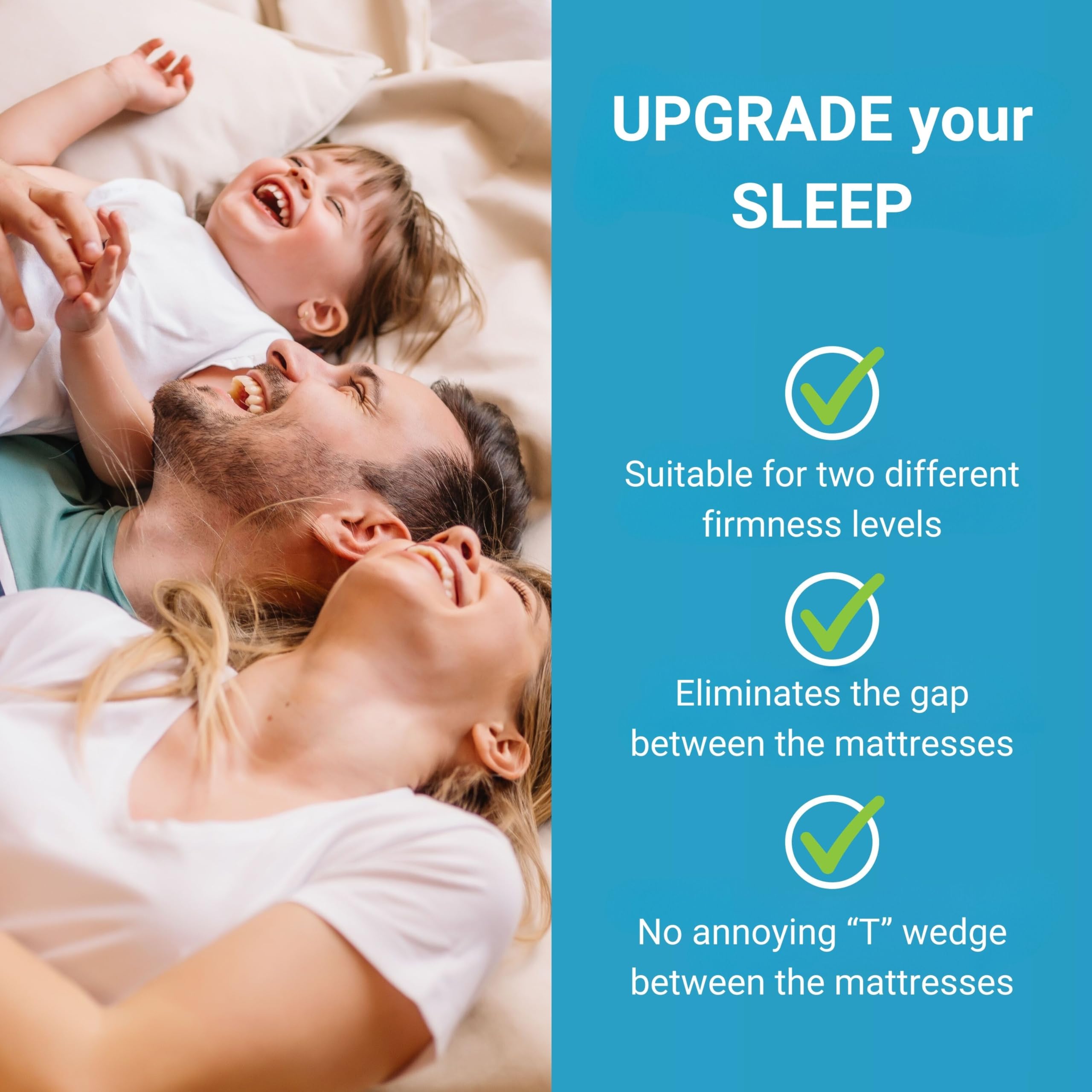 Twin to King Bed Converter | No-Slip Bed Bridge for Couples & Families | Split King Gap Filler for Adjustable Beds | Easy 5-Min Installation | White | Perfect for Guest Rooms, Master Bedrooms & RV Sleeping Solutions