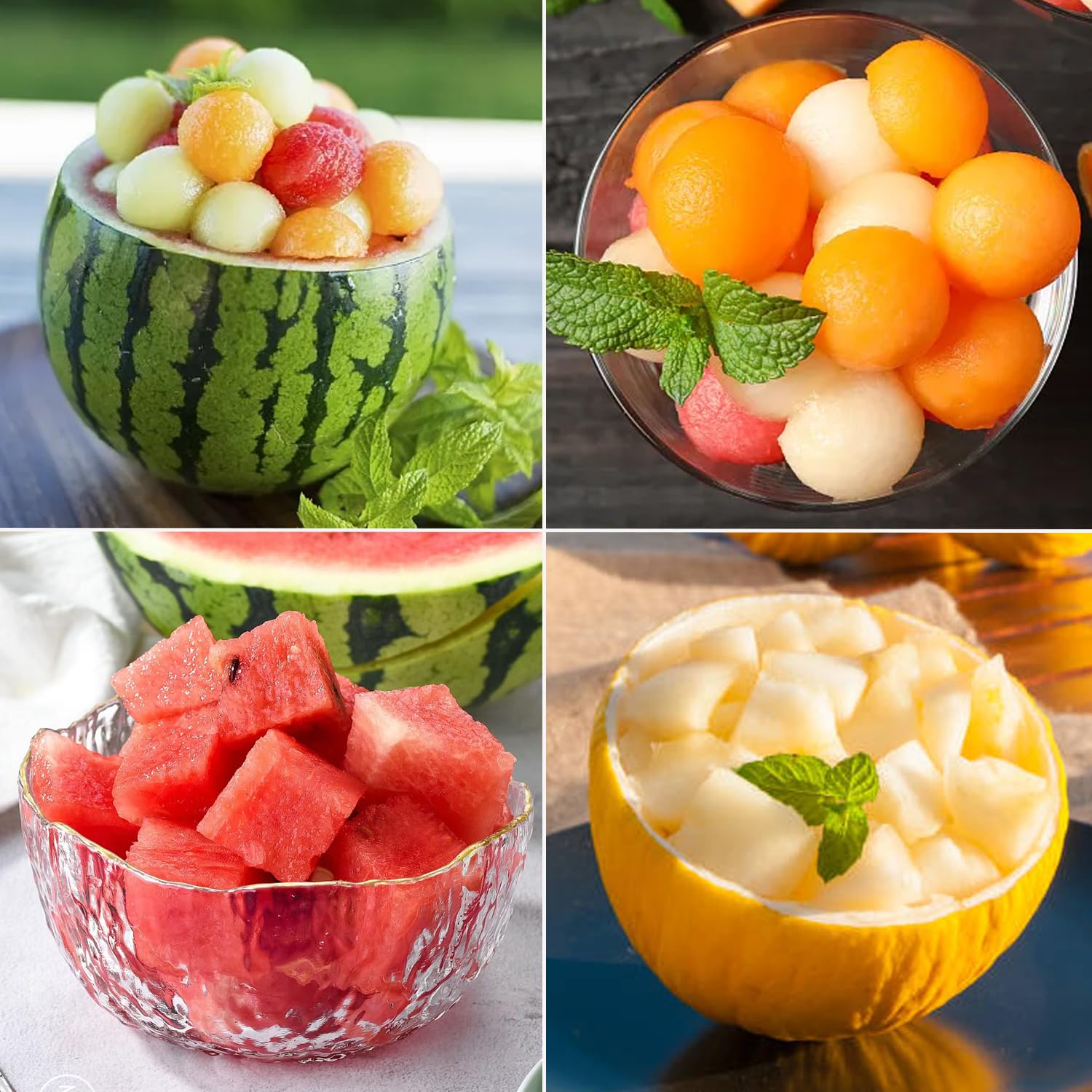 JAYVAR Watermelon Slicer Cutter Knife with Melon Baller Scoop Set - 3-in-1 Fruit Cutting Tool for Watermelons, Cantaloupes & Honeydews | Perfect for Fruit Salads, Ice Cream Toppings & Summer Parties