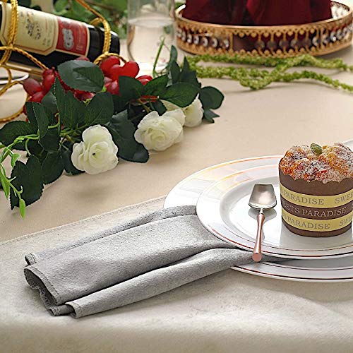 Premium Silver Velvet Napkins 20x20 Inch - 100 Pcs Set for Wedding, Party, Dinner & Home Decor - Luxury Table Linens for Catering, Events & Special Occasions