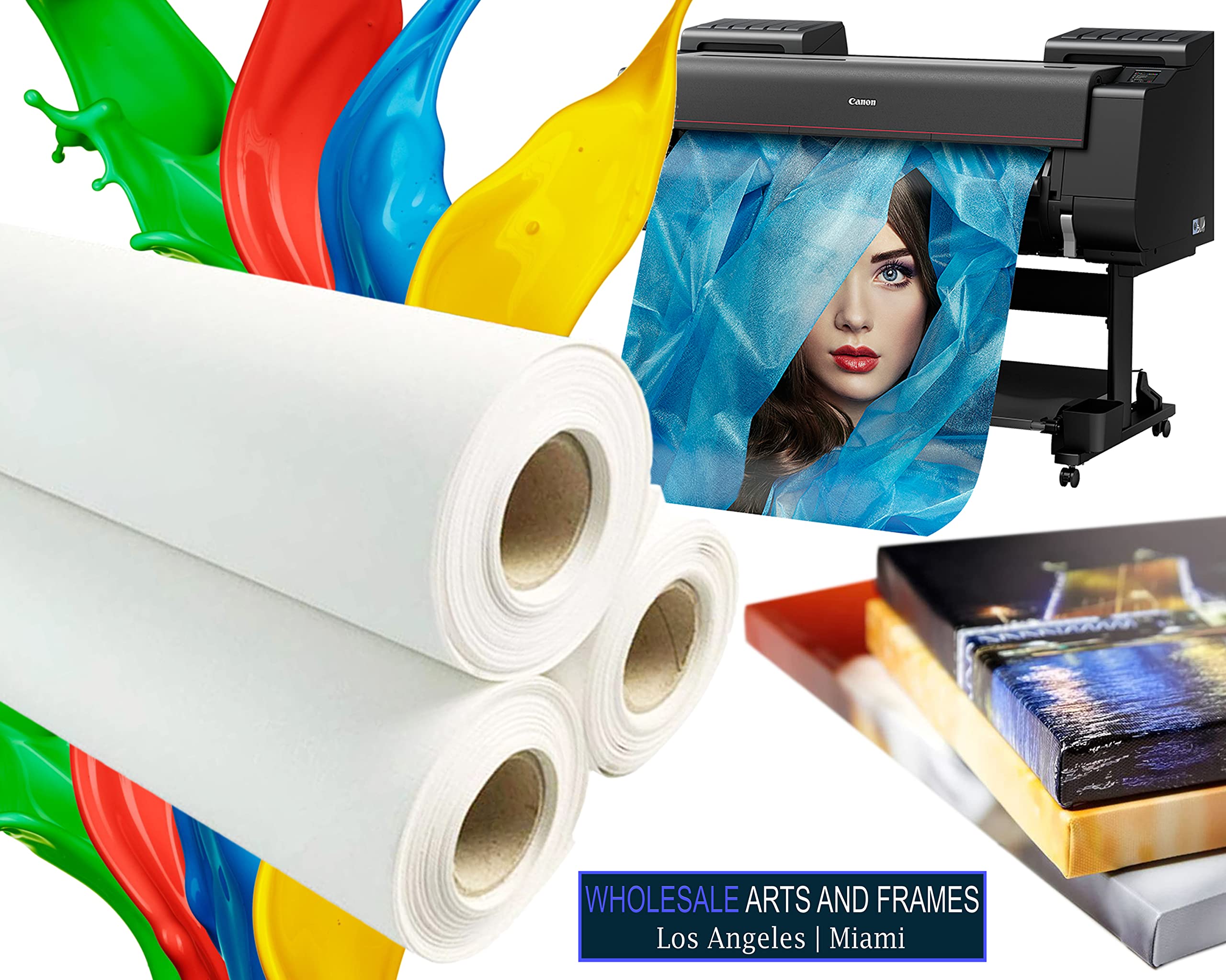 24”x40’ Poly-Cotton Eco-Solvent Inkjet Canvas Roll - 13 Oz (400 GSM) Glossy Professional Digital Printing Material for Latex & UV Printers - Ideal for Art Prints, Photo Backdrops, and Signage