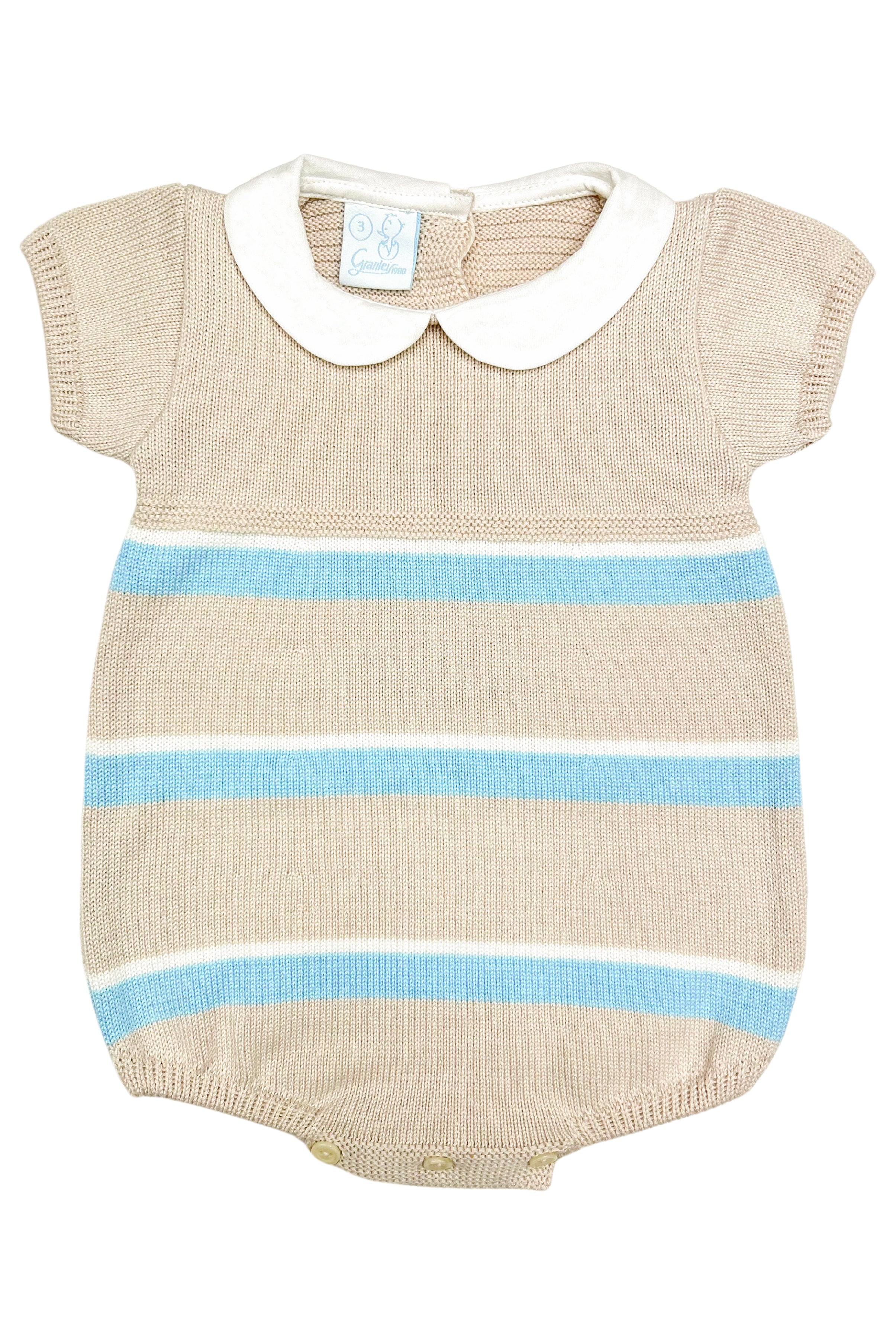 Jonah Stone Women's White & Cloud Blue Striped Knit Romper - Soft Casual Summer Jumpsuit for Beach, Vacation & Everyday Wear