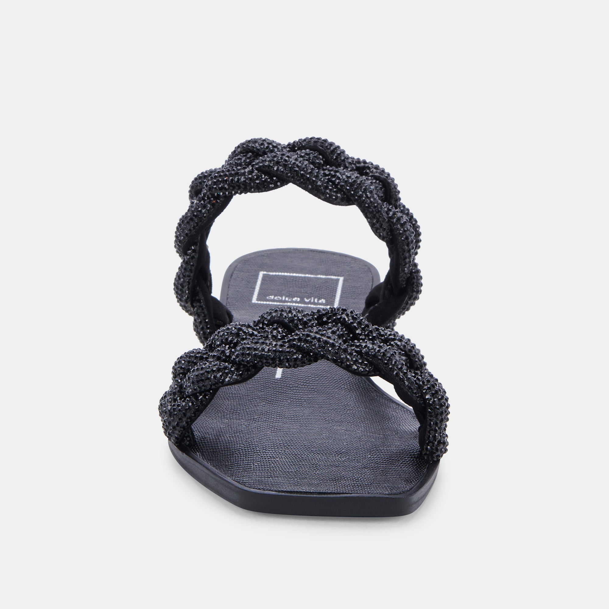 Re:vita Women's Black Rhinestone Sandals - Stylish Glitter Flip Flops for Beach, Pool, and Summer Outfits