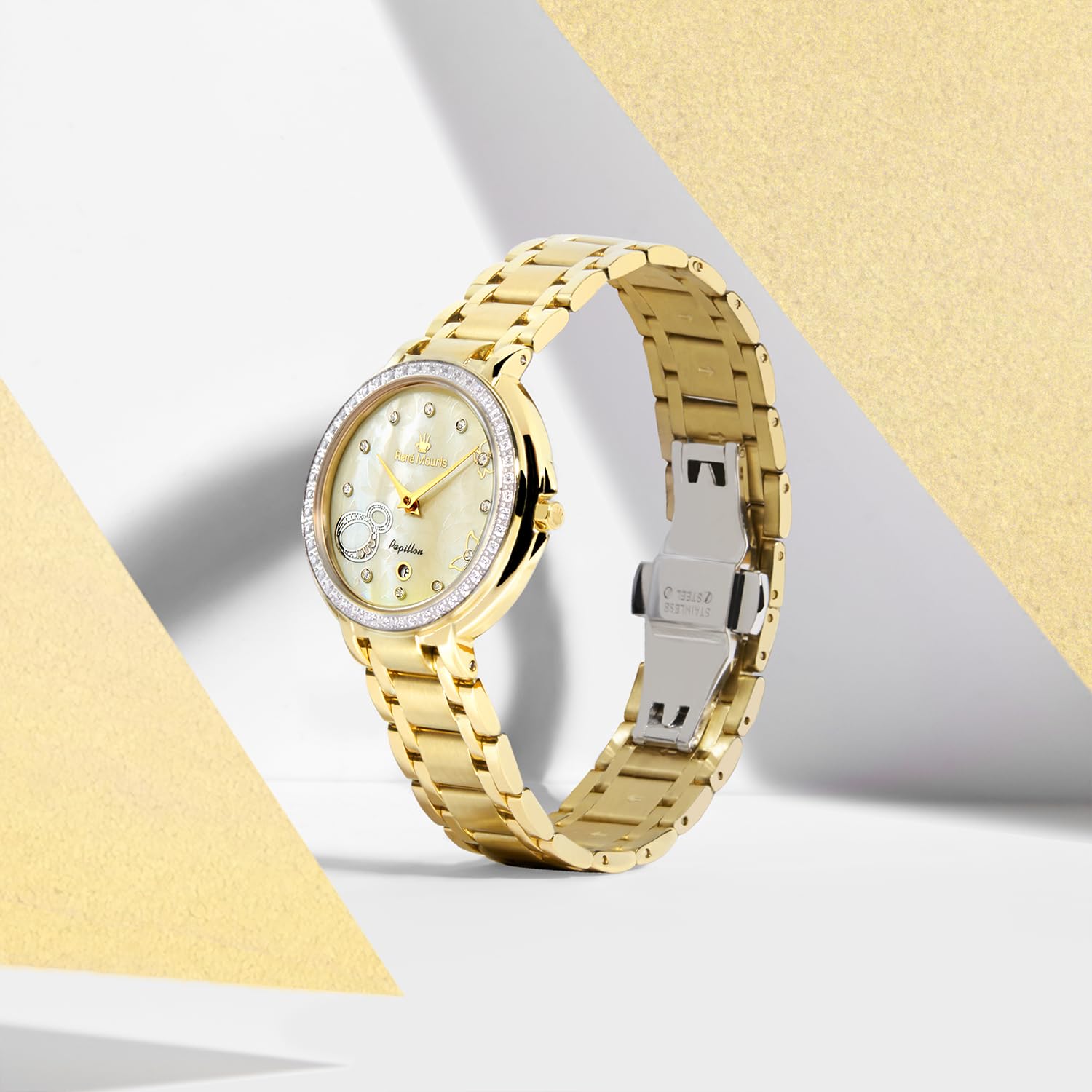René Mouris Papillon Women's Luxury Watch - 36mm 316L Stainless Steel Case, Sapphire Coated Crystal, 50M Waterproof - Elegant Dress Watch for Business, Parties & Special Occasions