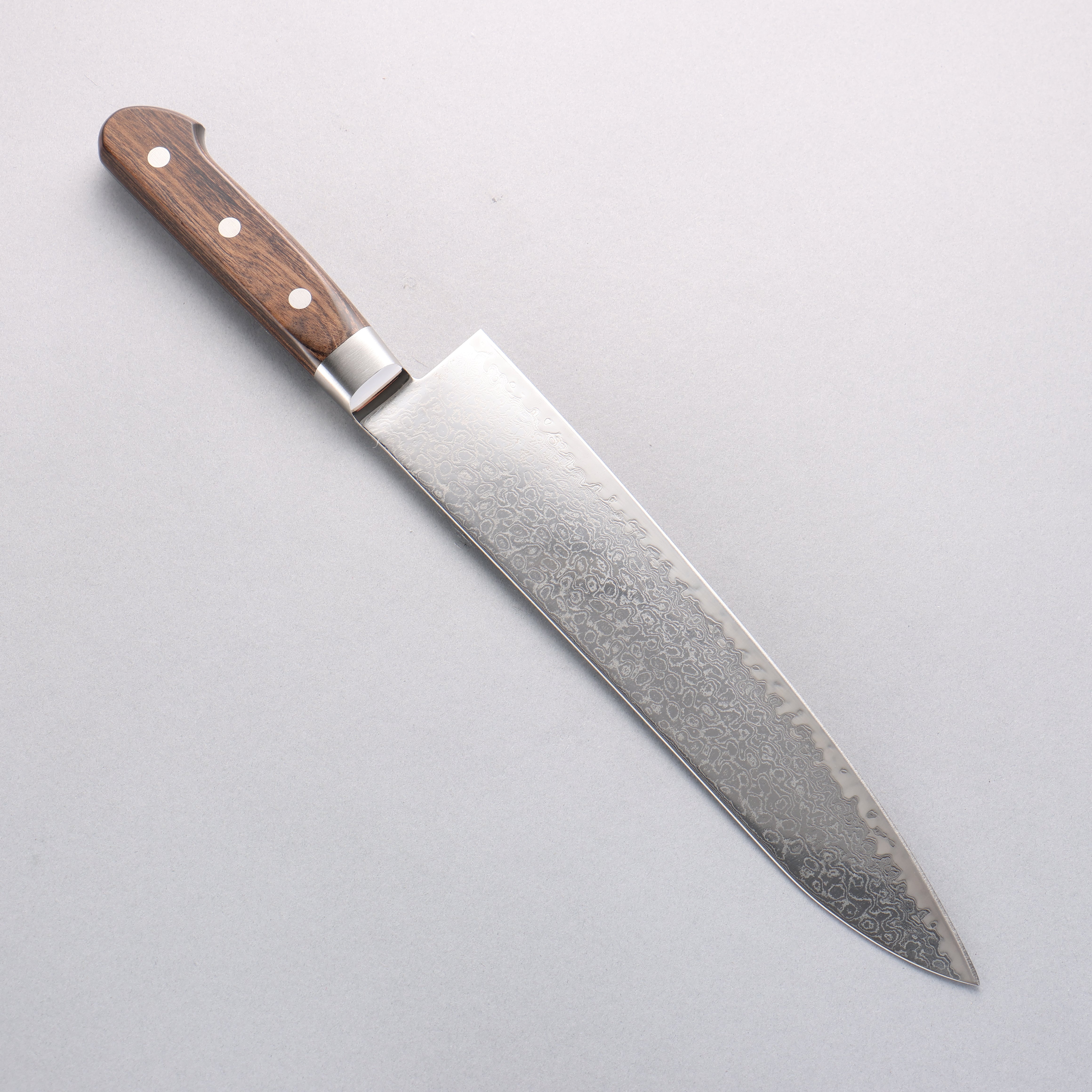 Seisuke Kagami2 AUS10 Damascus Gyuto Knife 240mm - Mirrored Finish, Brown Pakka Wood Handle - Professional Japanese Chef Knife for Slicing, Dicing & Precision Cooking