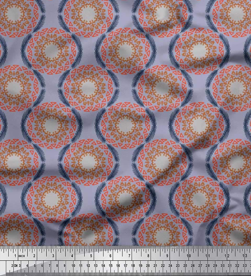 Soimoi Moss Georgette Brown Fabric by The Yard - 42 Inch Wide Triangle & Ogee Damask Printed Fabric - Modern Geometric Patterns for Dresses, Curtains & Home Decor