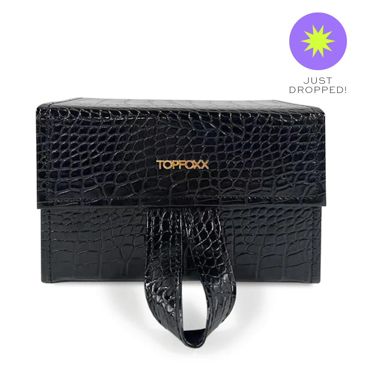 Luxury Black Faux Crocodile Leather Travel Case - Premium Organizer for Jewelry, Watches & Accessories | Perfect for Business Trips, Vacations & Gift Giving