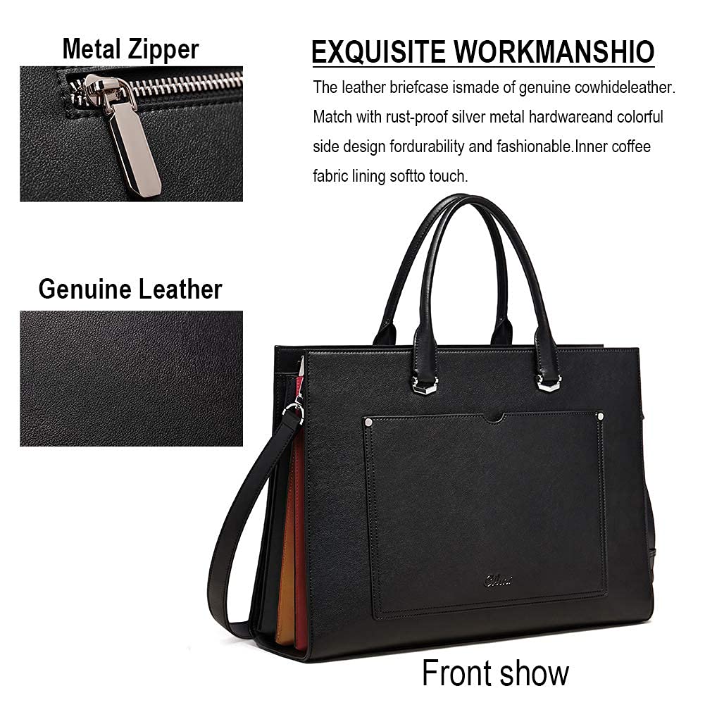 CLUCI Vegan Leather Briefcase for Women - 15.6 Inch Laptop Bag with Large Pockets, Professional Business Shoulder Bag for Work, Office & Travel Accessories