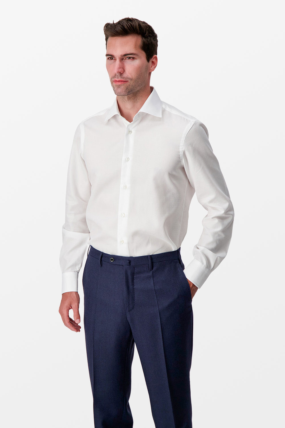 Barba Napoli White Journey Classic Men's Dress Shirt - Premium Italian Cotton Formal Shirt for Business, Office & Wedding Occasions