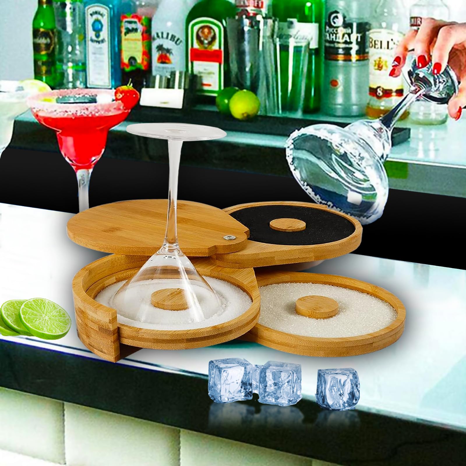 Premium Black Cocktail Glass Rimmer Sponges - 5-Pack Bartender Accessories for Sugar/Salt Rimmed Drinks | Durable Replacement Bar Tools for Margaritas, Cocktails & Mocktails