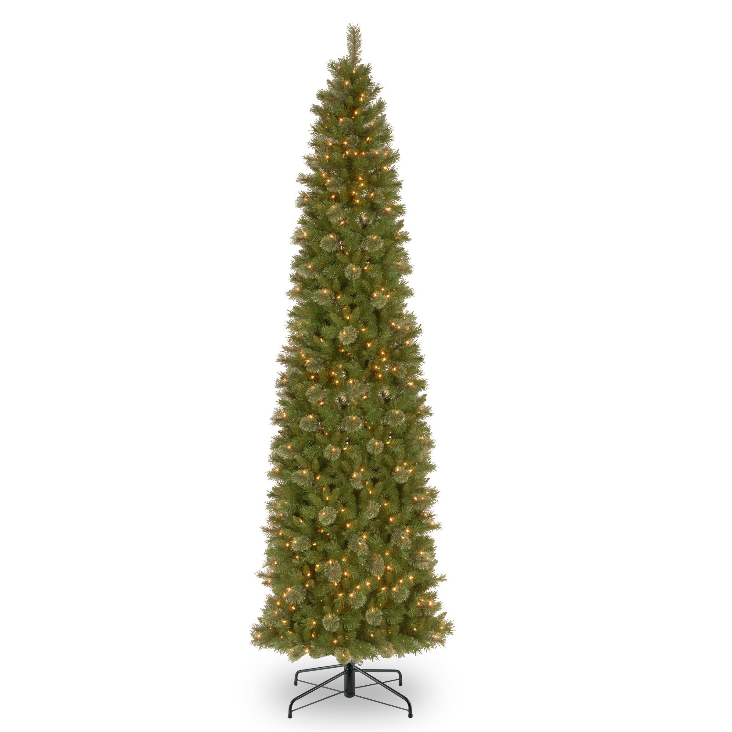 12 ft. Pre-Lit Tacoma Pine Pencil Slim Artificial Christmas Tree with 800 Clear LED Lights - Perfect for Living Room, Office, and Holiday Decorations