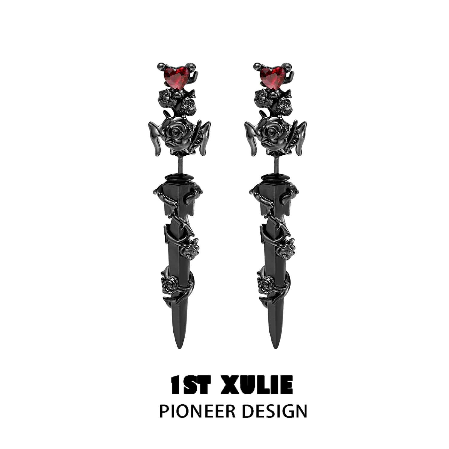 1 pair of black earrings