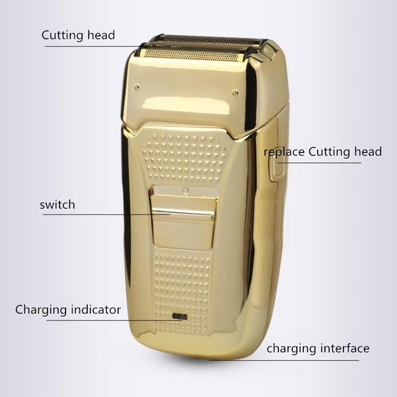 Premium Men's Electric Shaver - 3D Floating Foil Razor for Smooth Beard Trimming & Hair Removal, Rechargeable Wet/Dry Shaver with Gold Finish - Perfect for Travel, Daily Grooming & Gift for Men