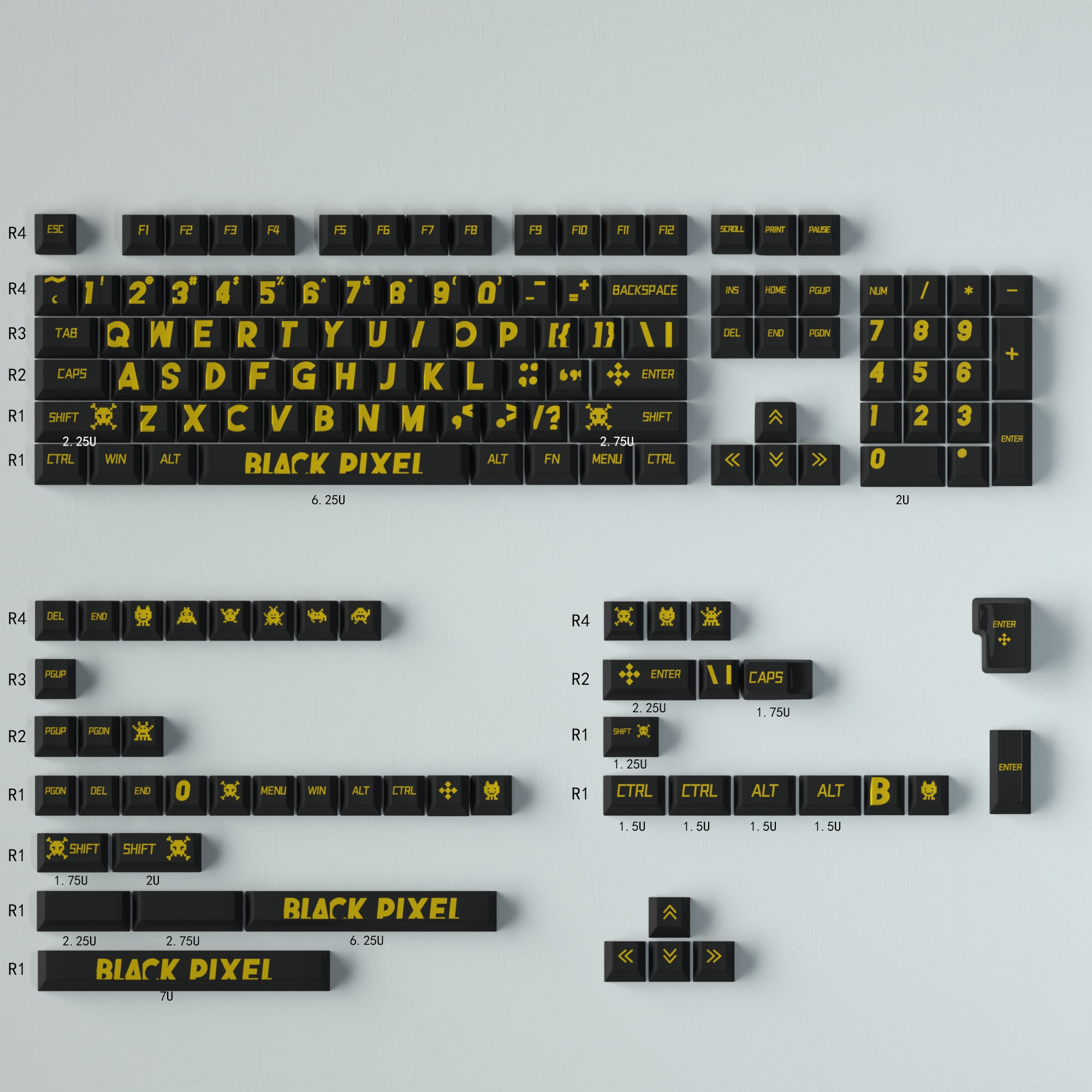 Large Font PBT Mechanical Keyboard Keycaps Set - Cherry Profile Height, Dye-Sublimation for Durability | Perfect for Gaming, Typing & Office Work