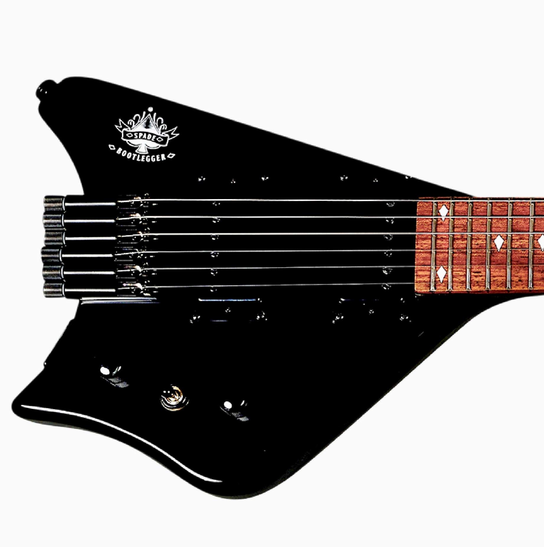 Bootlegger Guitar Spade Headless Electric Travel Guitar - Pro Series Full Scale with Stiletto Hard Case | Portable Electric Guitar for Recording, Gigs & Travel | Perfect for Musicians, Buskers & Small Spaces