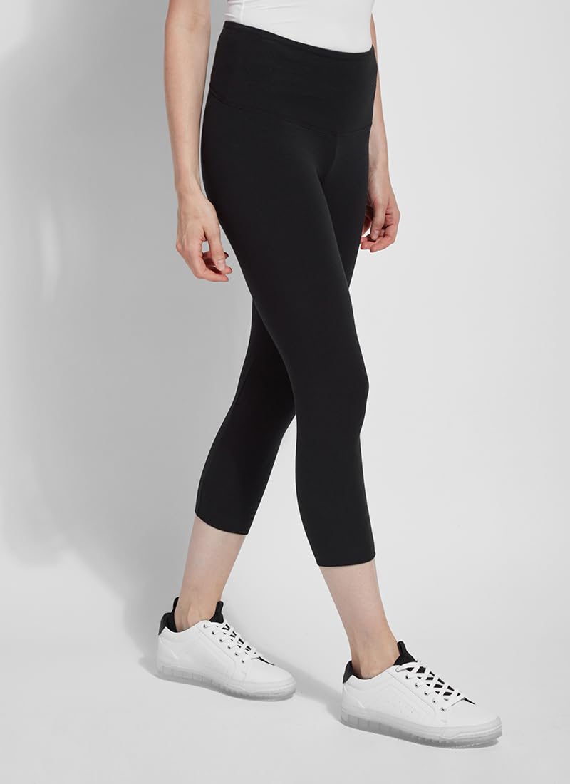 Lyssé Women's Cotton Cropped Leggings - Soft Stretchy Breathable High Waisted Yoga Pants for Workout, Lounge & Everyday Wear