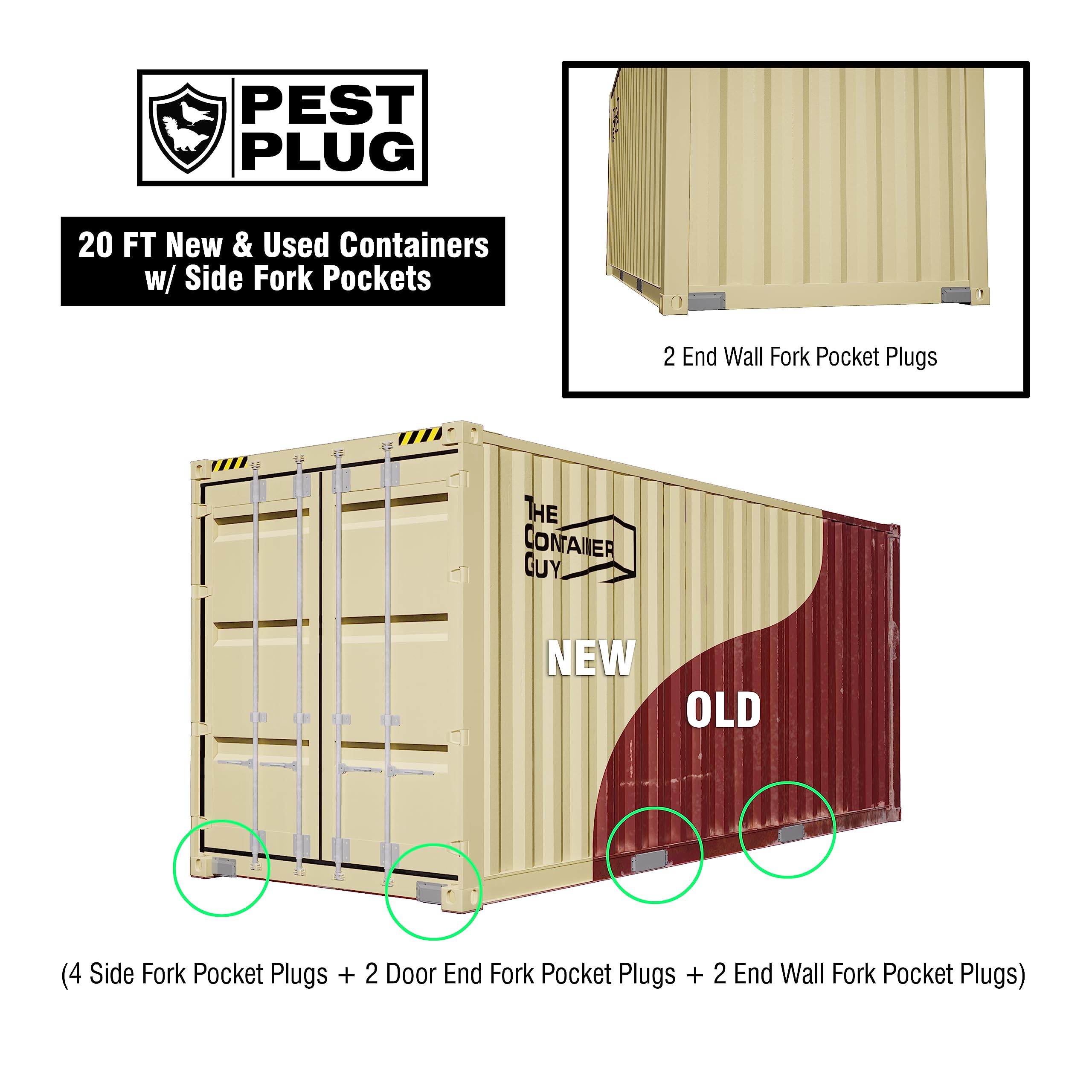 Pest Proof Fork Pocket Covers for 20FT Shipping Containers - 4 Side + 2 Door + 2 End Wall Protection Against Rodents & Birds | Durable for New/Used Sea Cans | Ideal for Cargo Security During Transport & Storage