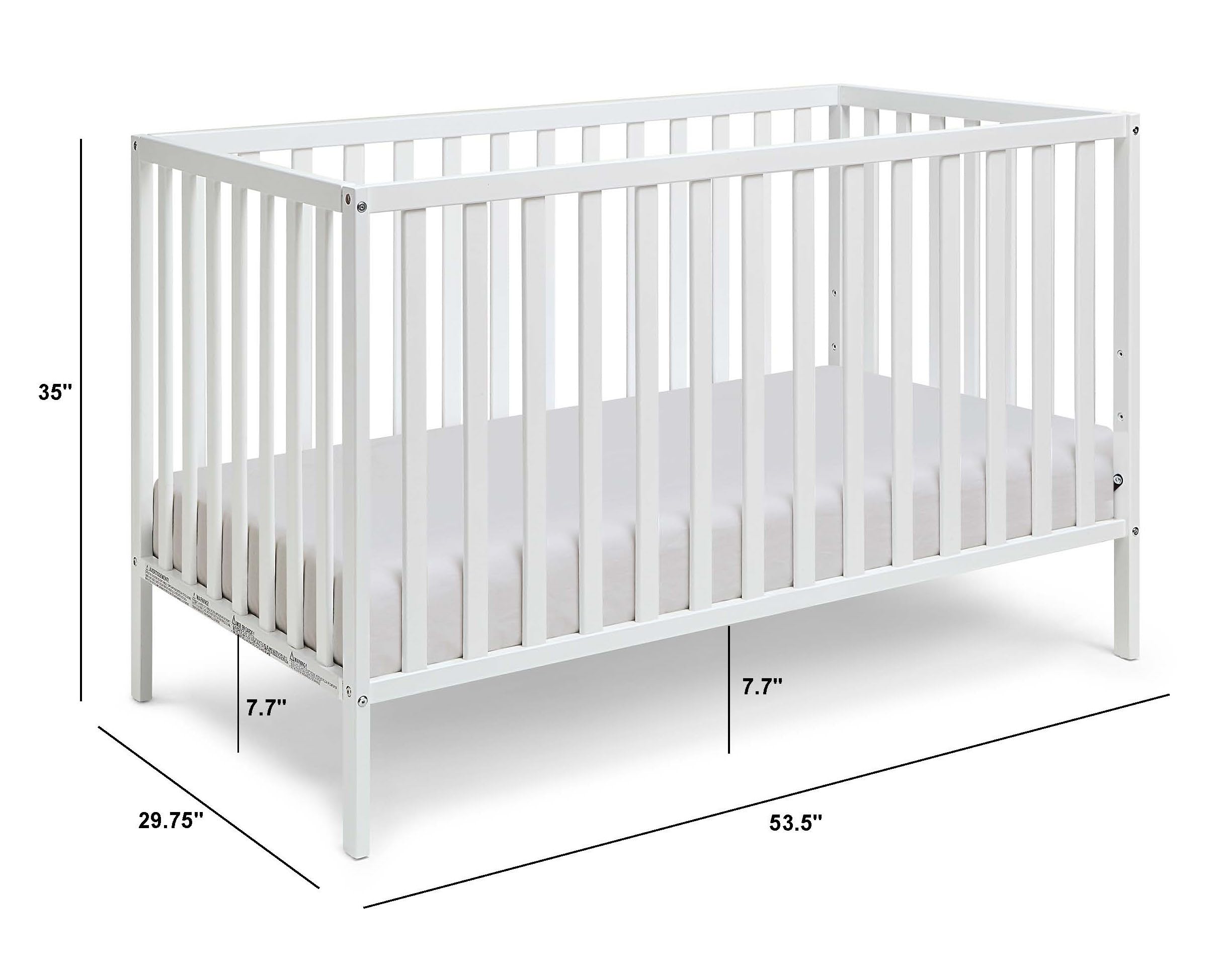 3-in-1 Convertible Baby Crib with Mattress - White Nursery Furniture for Newborns, Toddlers & Kids | Perfect for Bedrooms, Daycares & Guest Rooms