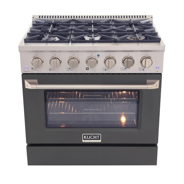 Kucht 36-Inch Pro Style Dual Fuel Range - KDF362 GR - Professional Gas & Electric Stove for Home Chefs & Commercial Kitchens
