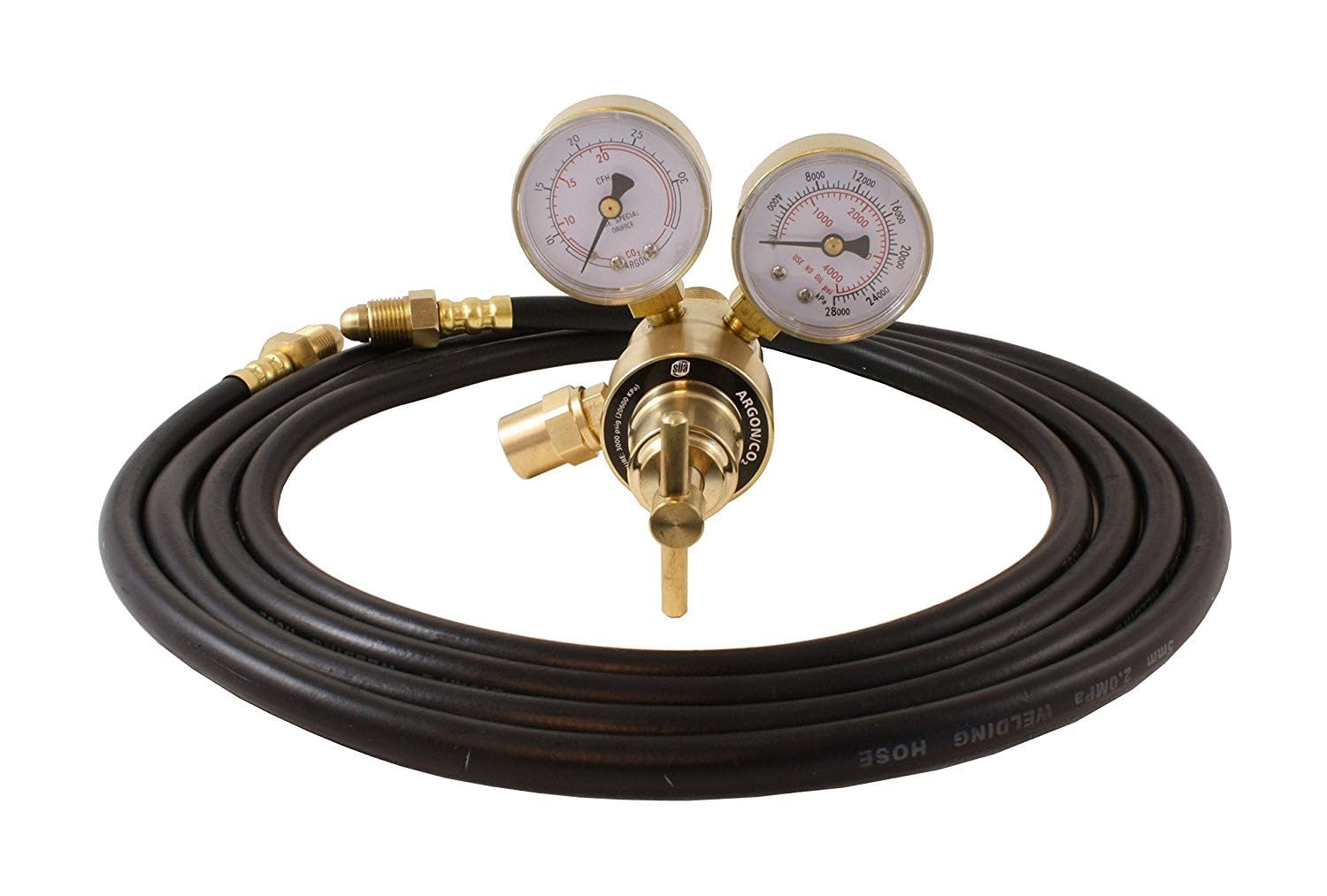 SÜA® Industrial Argon Regulator Flowmeter with Dual Gauge for MIG TIG Welding - 10ft High Pressure Hose - Perfect for Metal Fabrication, Auto Repair & DIY Welding Projects