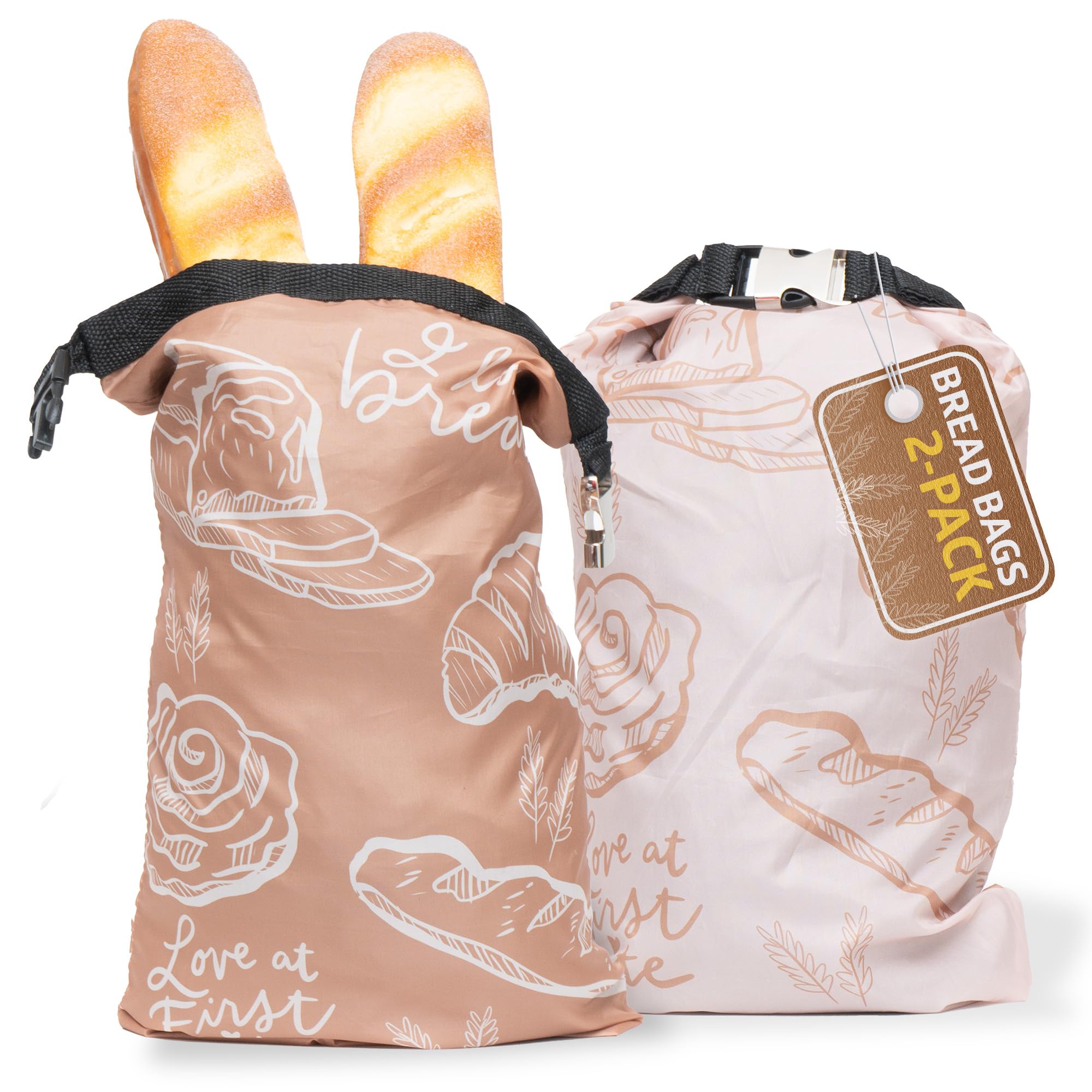 XFasten Reusable Bread Bags for Homemade Sourdough Bread - 2 Pack 10.8x16 Inch Bread Storage Bags with Ties | Perfect for Fresh Bread Storage, Homemade Gifts & Eco-Friendly Kitchen Use