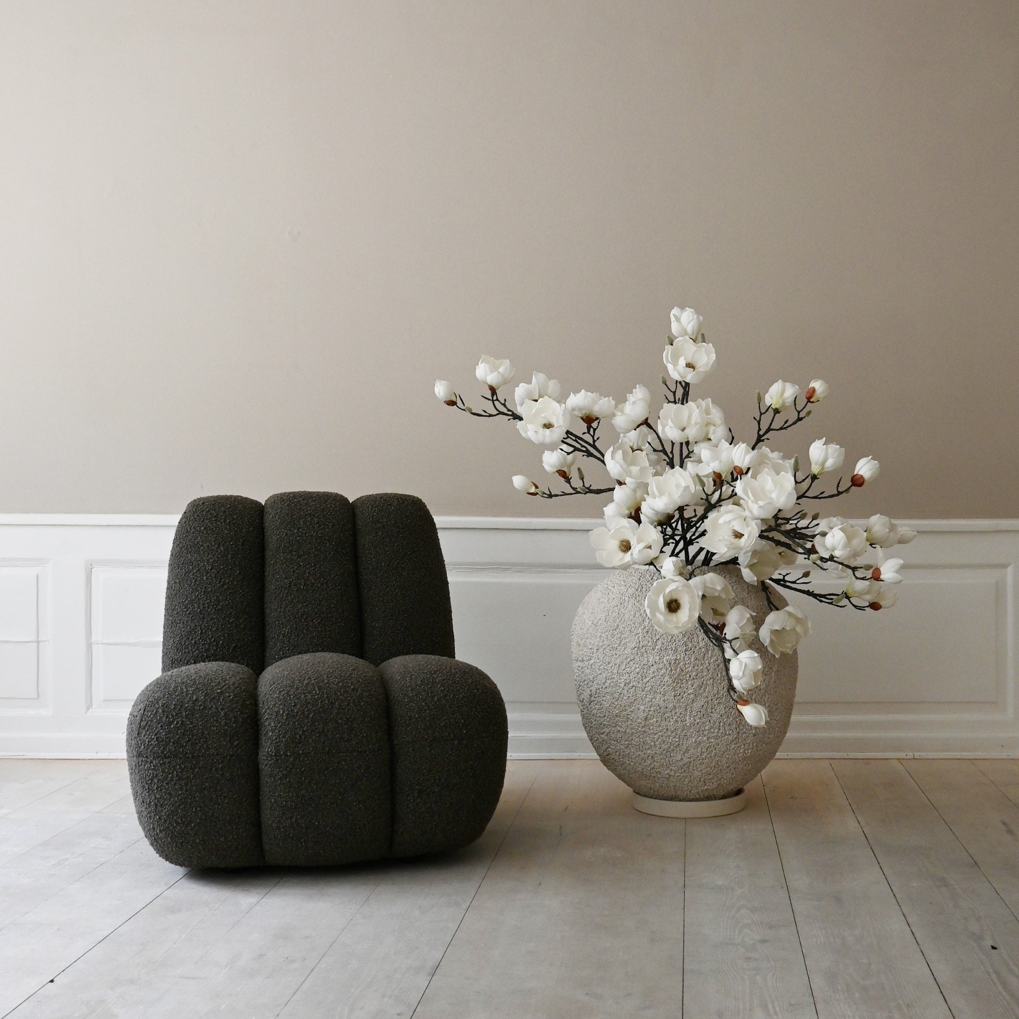 PRE ORDER 101 COPENHAGEN Toe Chair in Deep Taupe Bouclé Fabric - Modern Accent Chair for Living Room, Bedroom or Office Decor
