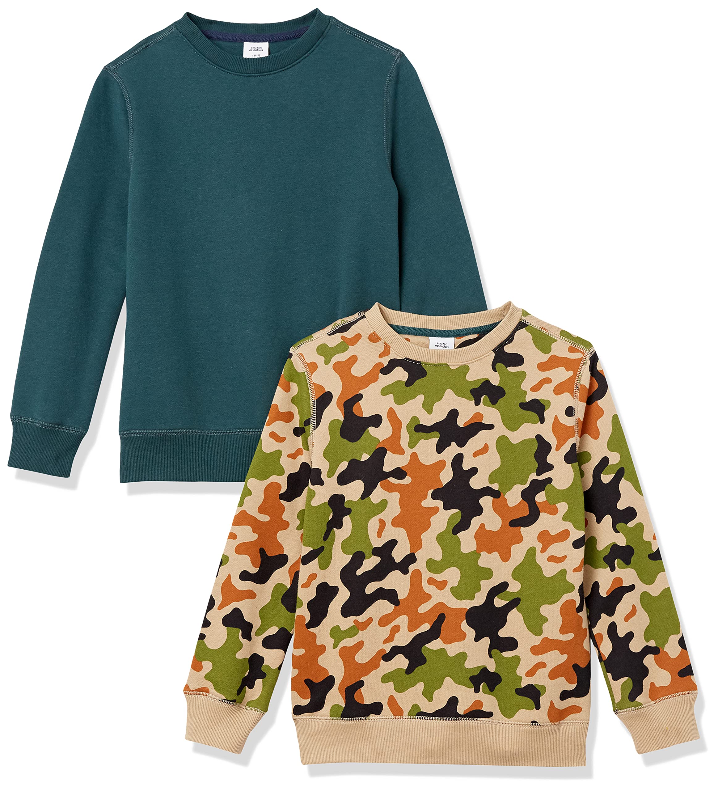 Amazon Essentials Boys' & Toddlers' Fleece Crewneck Sweatshirt Multipack - Soft Warm Pullover for Kids & Baby Boys - Perfect for School, Playdates & Winter Outings