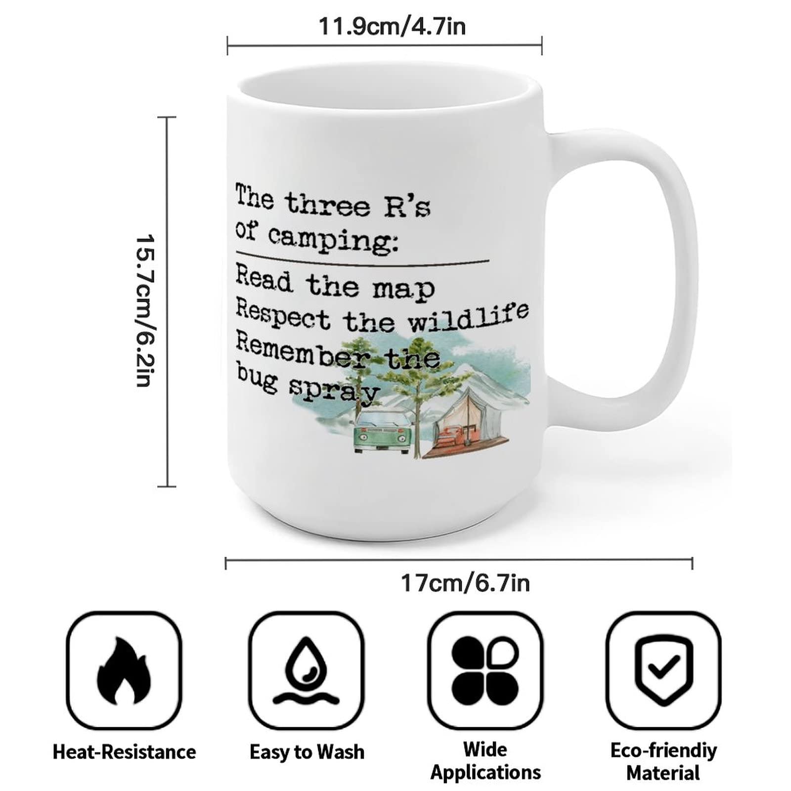 15oz Inspirational Coffee Mug - Camping Quote Gift for Women | Birthday Present & Daily Use