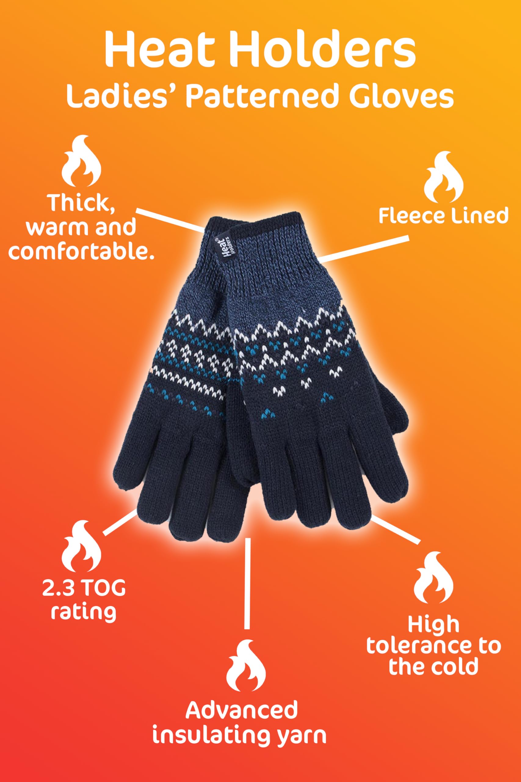 HEAT HOLDERS Women's Thermal Winter Gloves - Soft & Warm Cold Weather Accessories for Outdoor Activities, Skiing, Snowboarding & Daily Commute
