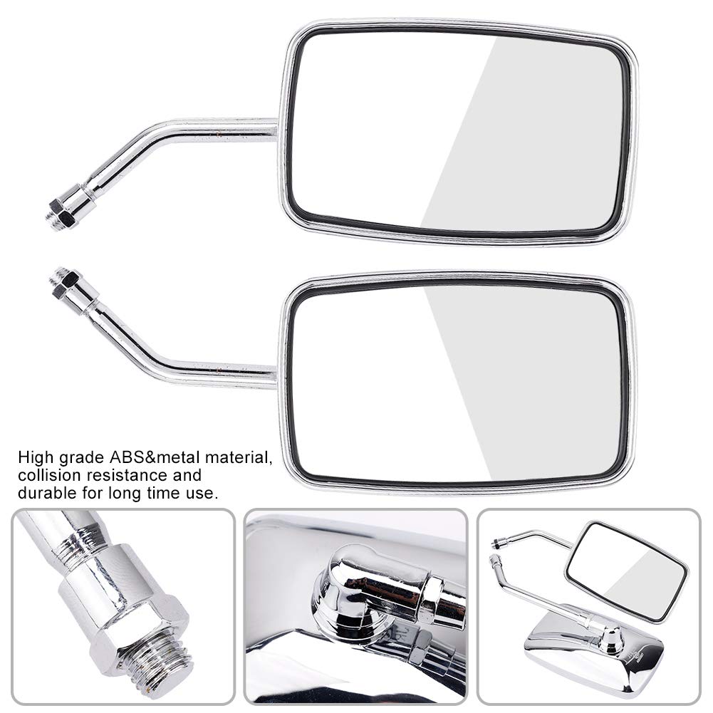 Universal 10MM Motorcycle Mirrors - 2Pcs Chrome Rearview for Cruisers & Bikes