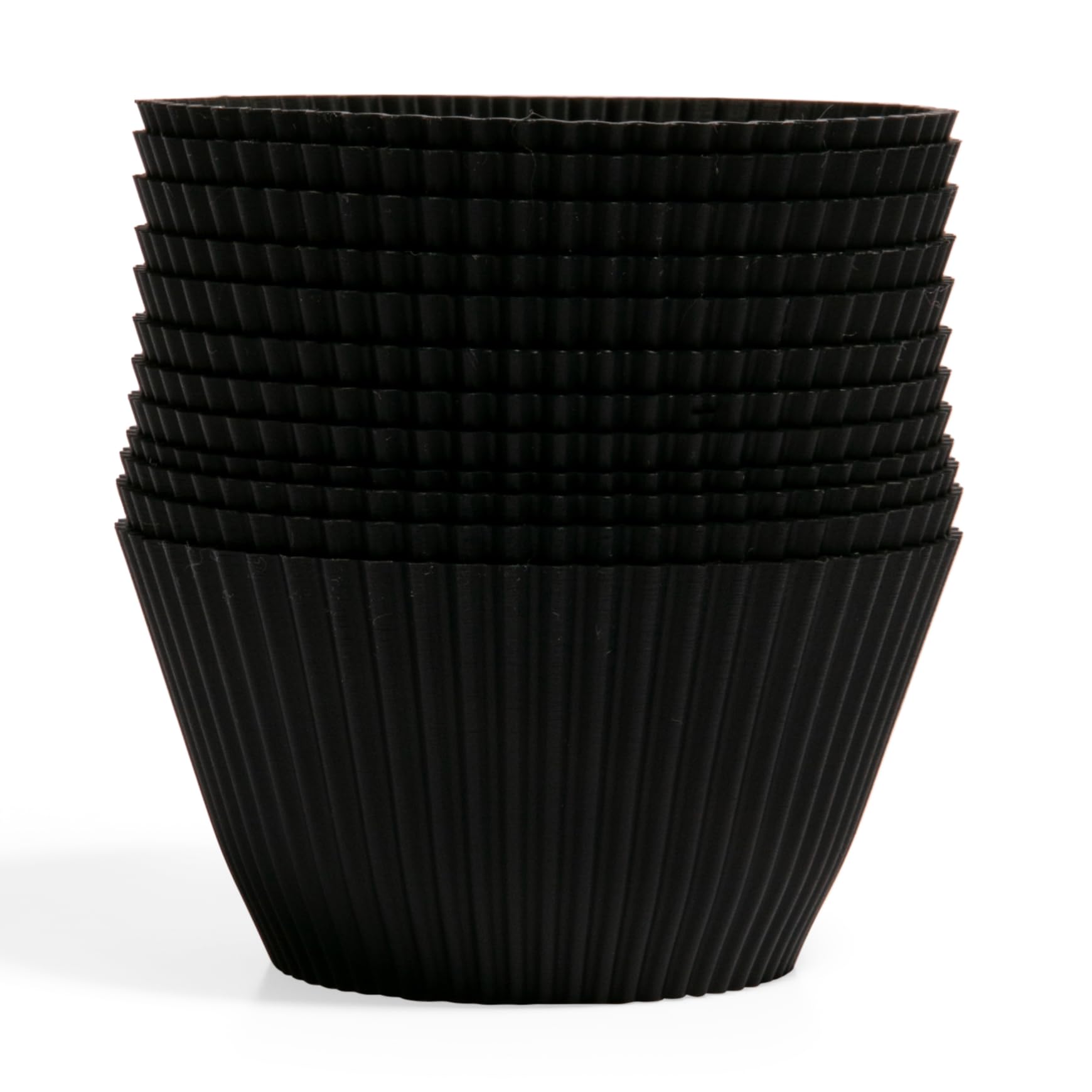 Eco-Friendly Silicone Baking Cups - 12 Pack Non-Toxic BPA Free Reusable Muffin Liners | Dishwasher Safe Jumbo Size for Cupcakes, Muffins & Meal Prep | Matte Black Kitchen Essentials