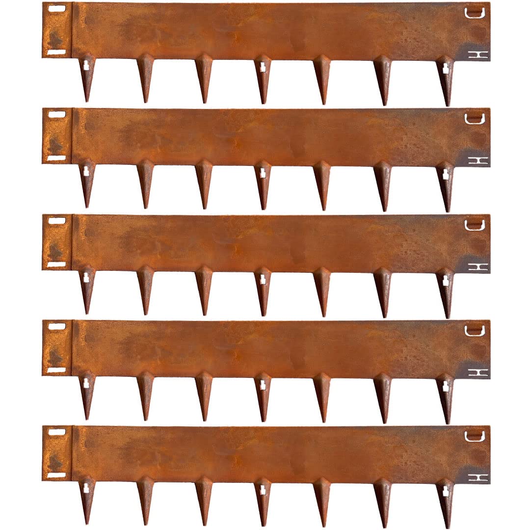 Flexible Decorative Steel Garden Lawn Edging - 6 Inch Face Height, 5 Pack (16.25 Linear Feet) - Rust-Resistant Corten Steel for Landscaping Borders & Flower Bed Edging | Perfect for Yard, Garden, and Driveway Décor