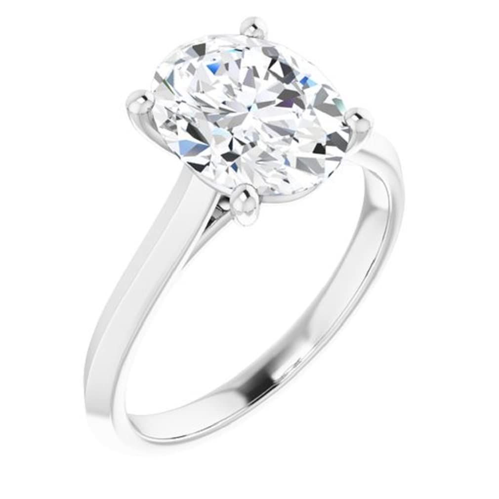 5 CT Oval Colorless Moissanite Engagement Ring for Women - Sterling Silver/Solid Gold Wedding Band Set - 4-Prong Solitaire Bridal Jewelry - Perfect for Proposals, Anniversaries & Special Occasions