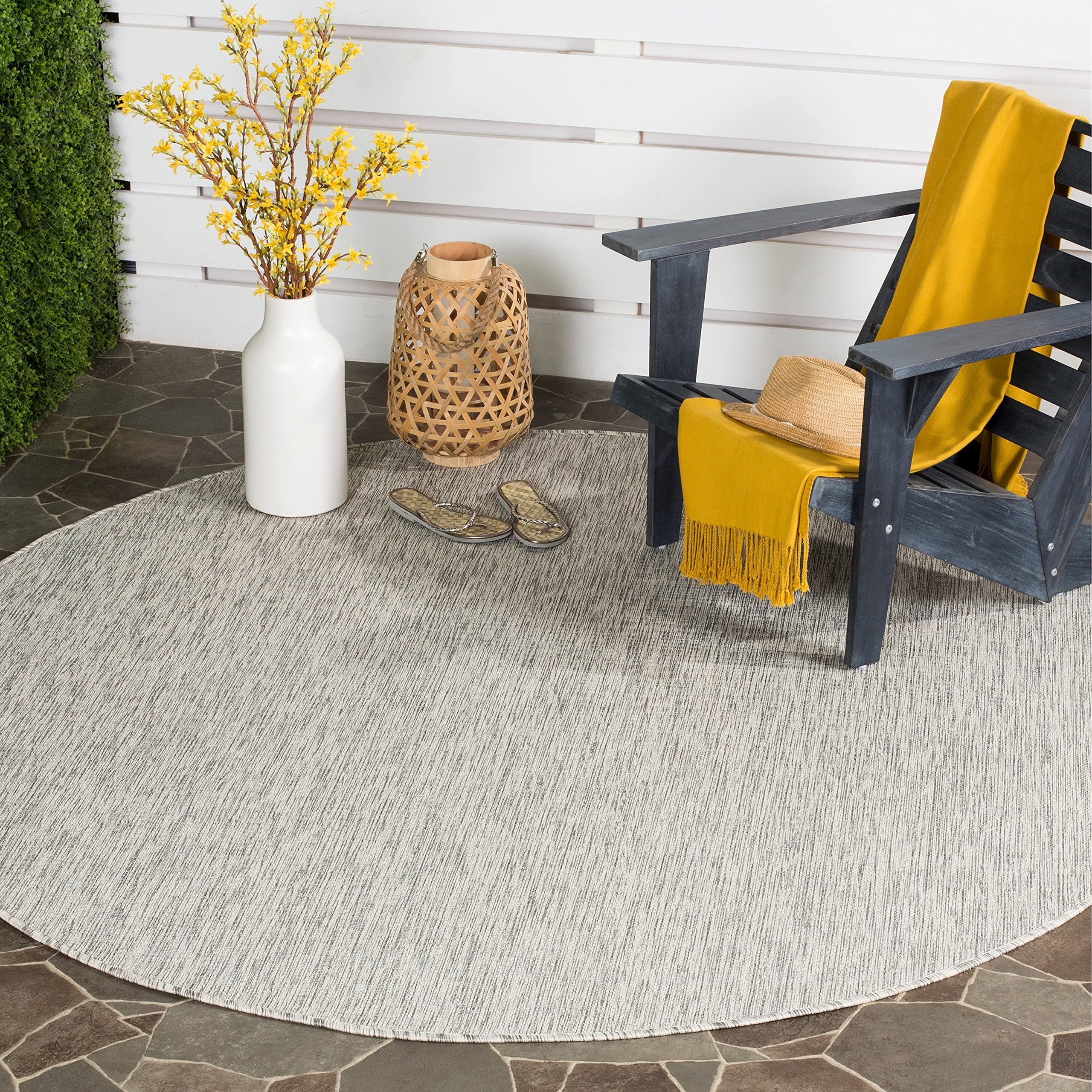 SAFAVIEH Courtyard Collection 9' x 12' Grey & Turquoise Indoor/Outdoor Area Rug - Non-Shedding, Easy Care, Washable - Perfect for Living Room, Bedroom, Patio, Backyard & Mudroom (CY8576-37111)