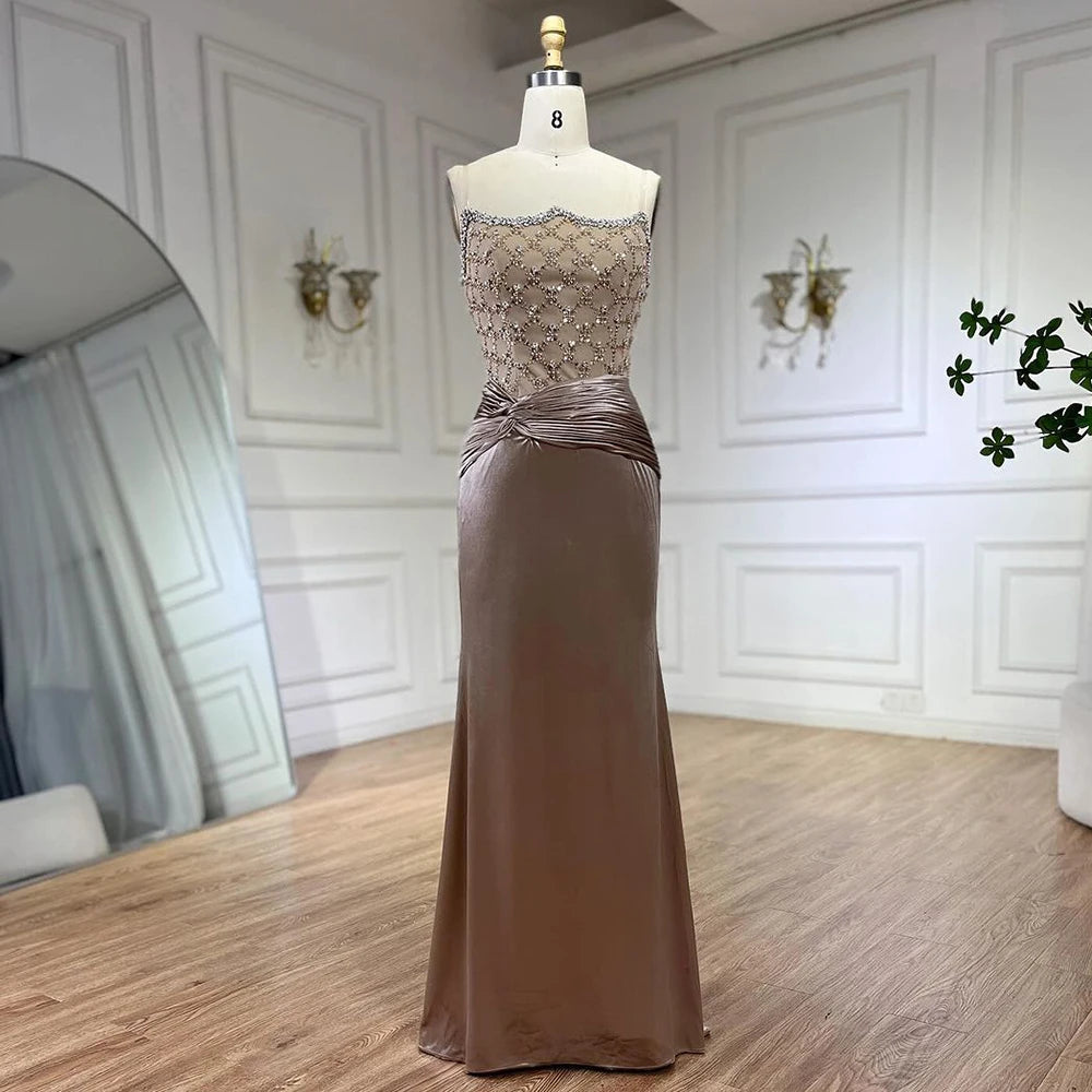 Serene Hill Velvet Mermaid Gown - Elegant Beaded Evening Dress for Women | Arabic Inspired Luxe Wedding Party Gown LA72327 | Perfect for Formal Events, Galas & Special Occasions