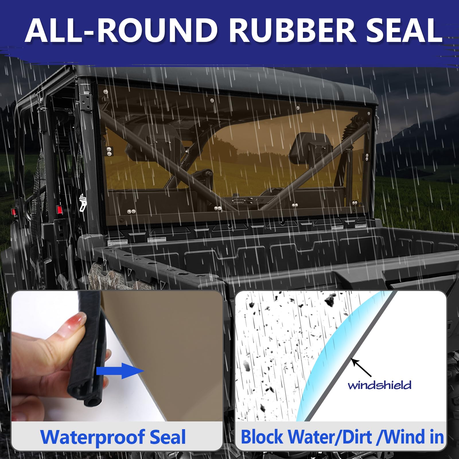 CFMOTO UFORCE 1000 Rear Windshield Replacement - Thickened Polycarbonate Back Window Compatible with 2019-2024 Models | Durable UTV Accessory for Off-Roading, Hunting & Farm Work