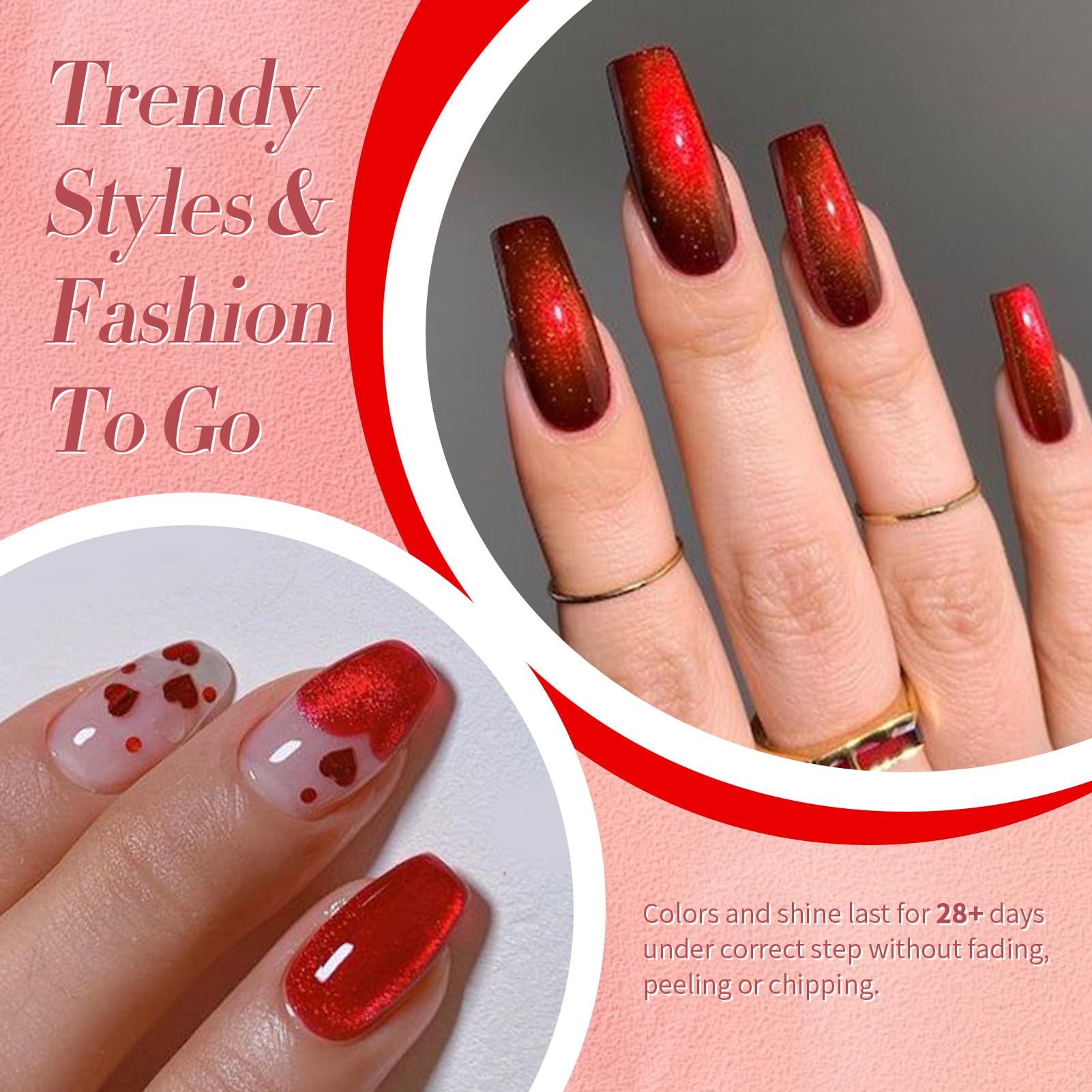 Born Pretty Magnetic Cat Eye Gel Nail Polish - Ruby Red Holographic Glitter Shiny Sparkle Crystal Nail Lacquer for Salon & DIY Home Manicure (15mL) | Perfect for Parties, Weddings & Special Occasions