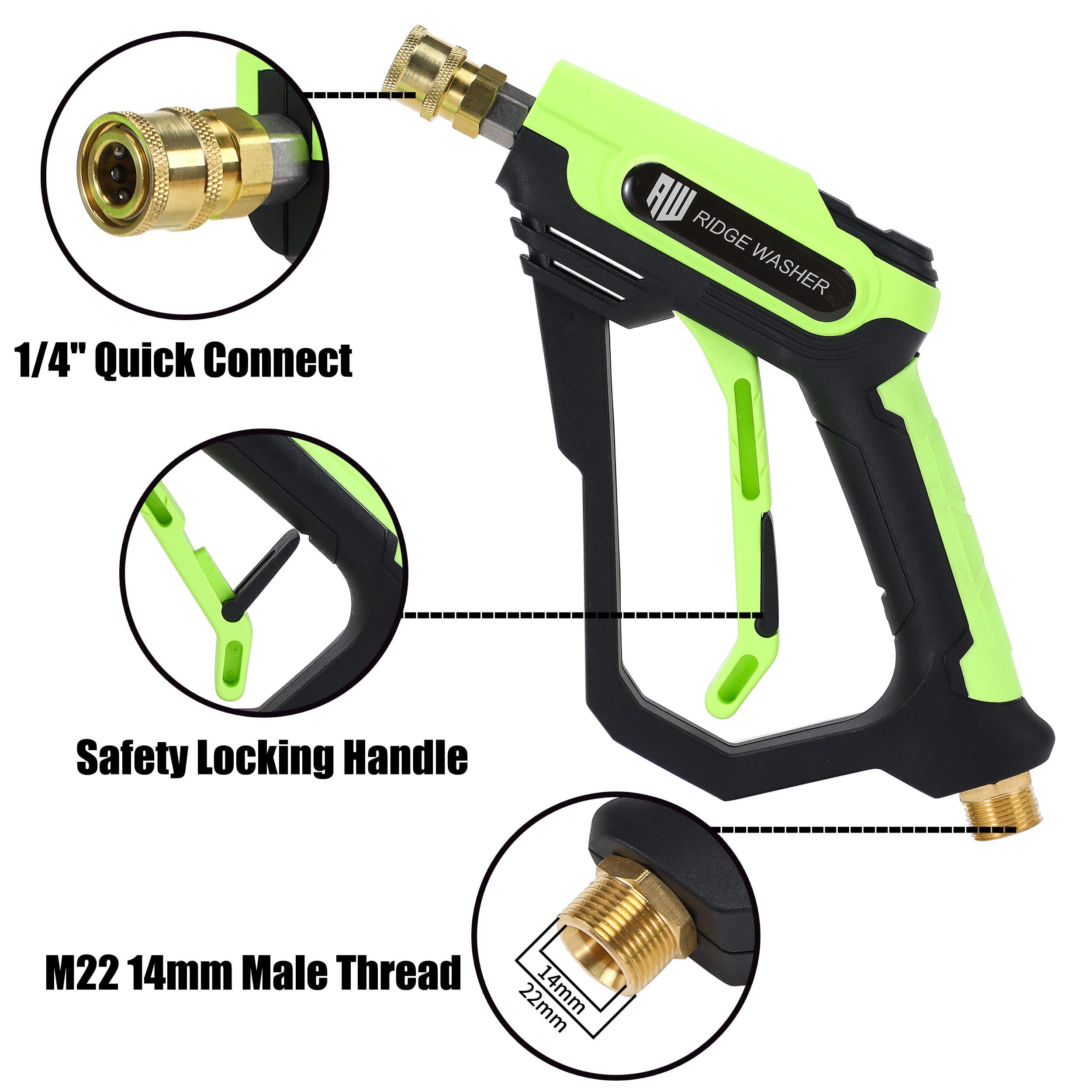 RIDGE WASHER Pressure Washer Gun with Foam Cannon & Snow Foam Lance - 1/4 Inch Quick Connect Foam Gun Kit (1 Liter) - Power Washer Accessory for Car Washing, Driveway Cleaning & Outdoor Surfaces