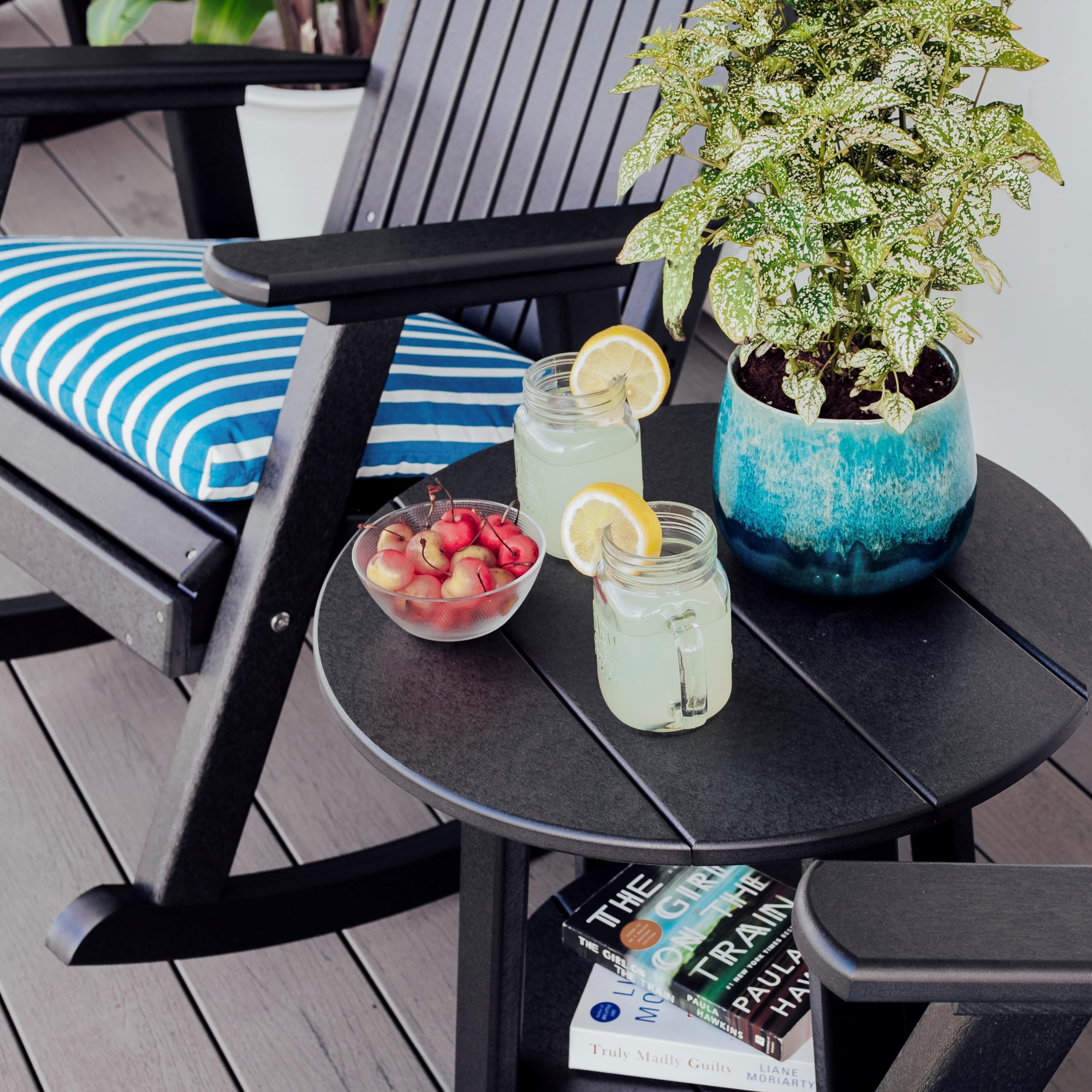 Premium Black Poly Lumber Deluxe End Table - Outdoor & Indoor Patio Furniture - Perfect for Poolside, Garden, Deck & Living Room Decor