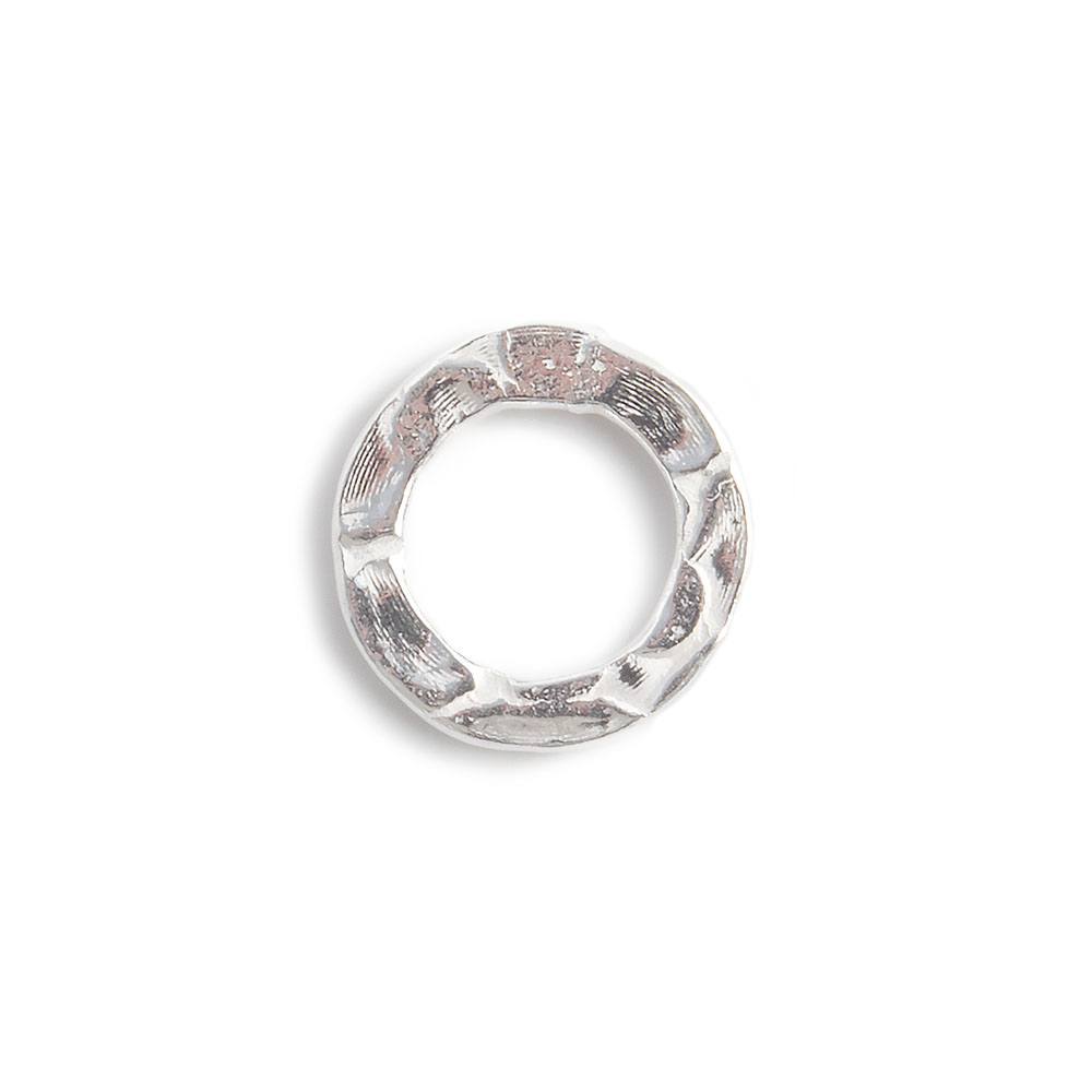 10mm Sterling Silver Hammered Jump Rings - 7mm Inner Diameter - Set of 10 Pieces - Perfect for Jewelry Making, DIY Crafts, and Bracelet Connectors