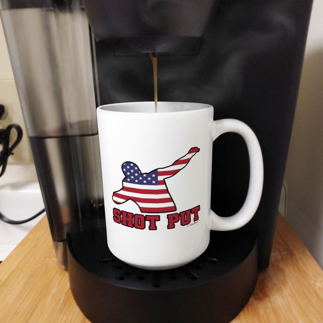 ThisWear USA Summer Sporting Events Gifts - 15oz Ceramic Coffee Mug with Handle for Shot Put Athletes & Sports Fans | Perfect for Track Meets, Training Sessions & Office Use