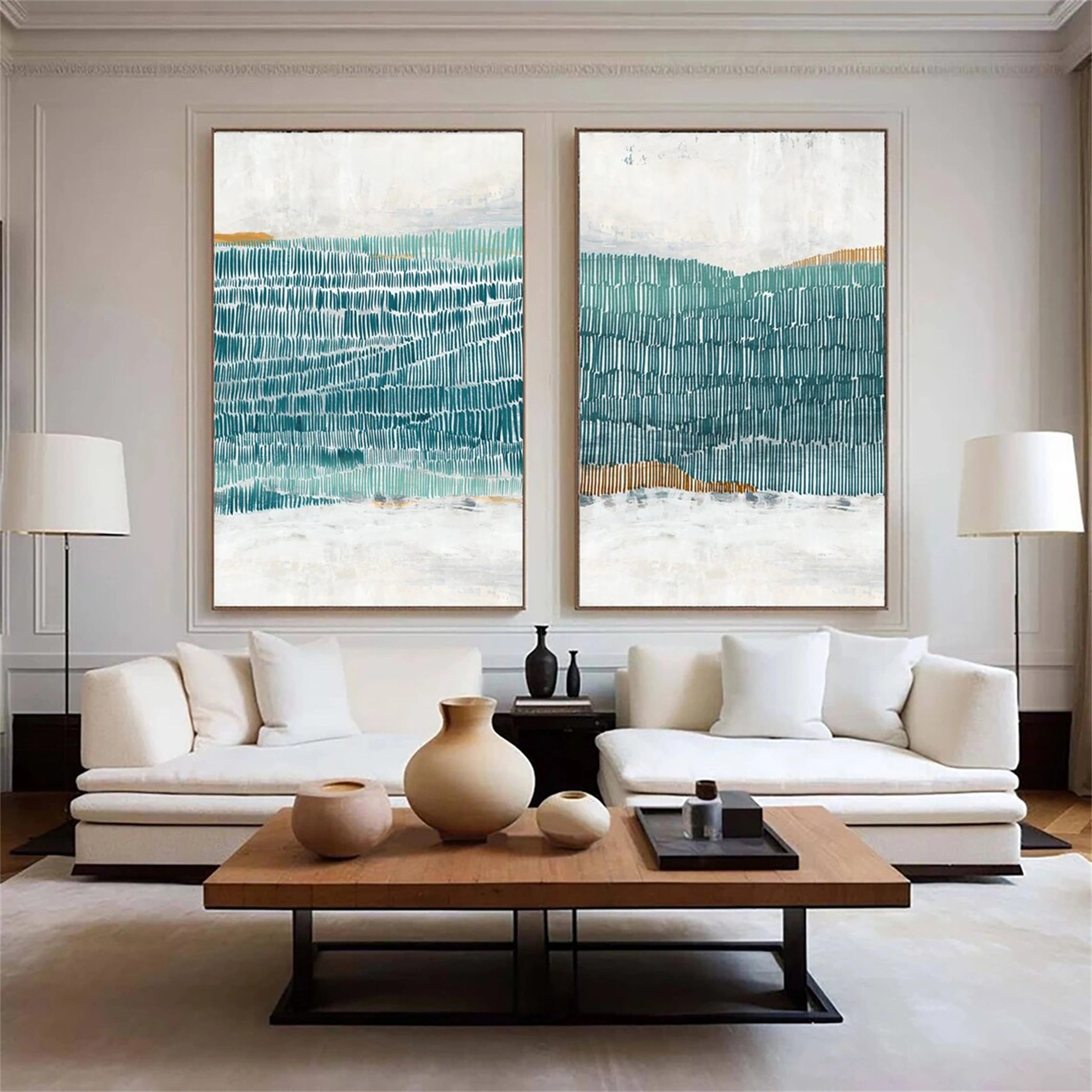 Abstract Tranquility Set of 2 Modern Canvas Wall Art - Minimalist Home Decor for Living Room, Bedroom & Office - #WS121
